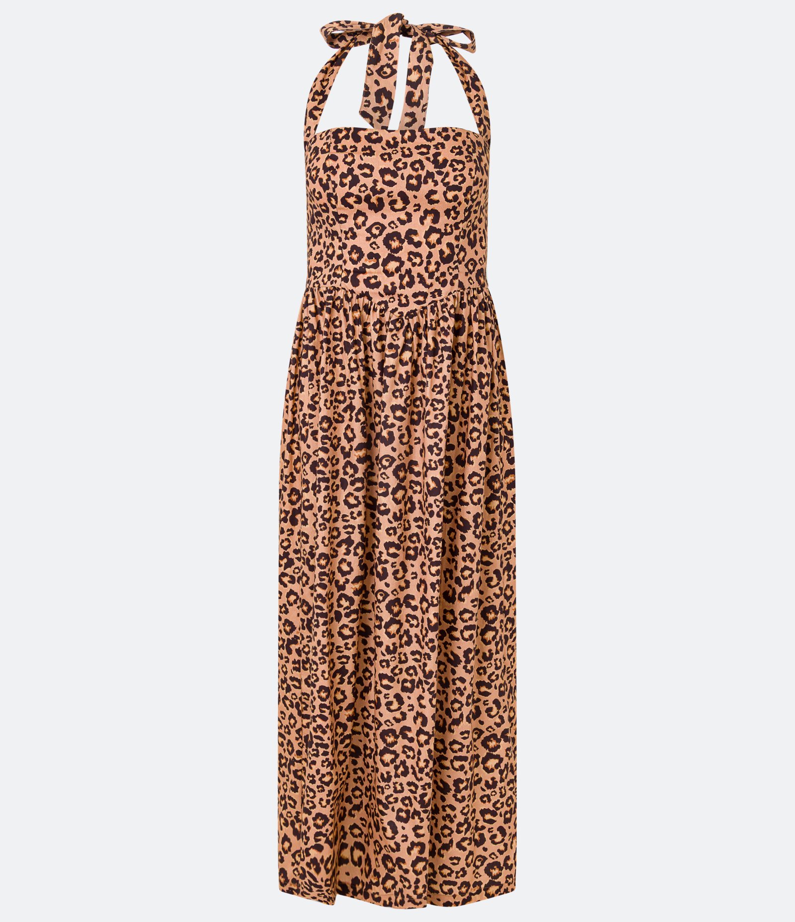 Vestido Midi Frente Única em Tricoline Animal Print Onça Marrom 5