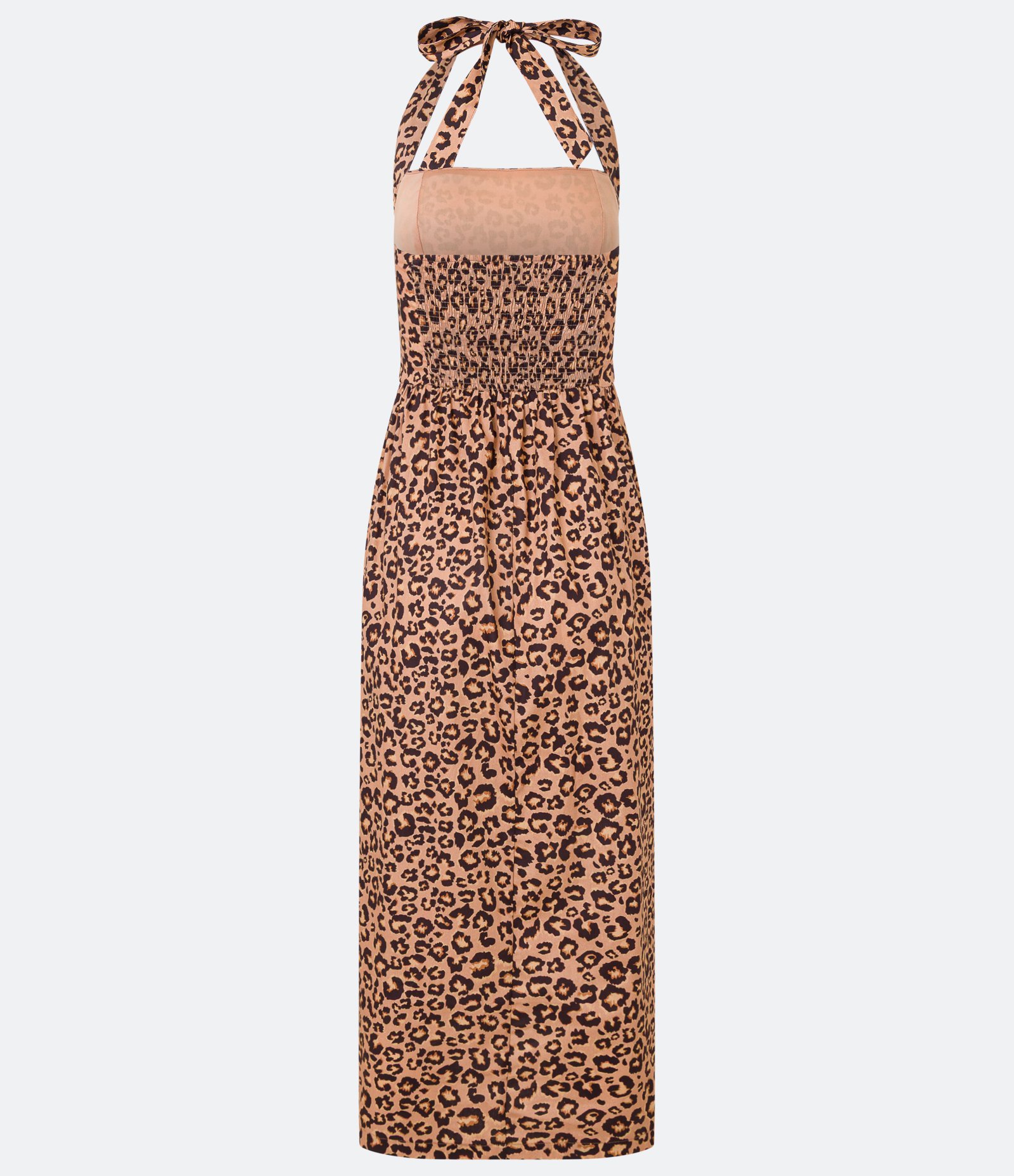 Vestido Midi Frente Única em Tricoline Animal Print Onça Marrom 6