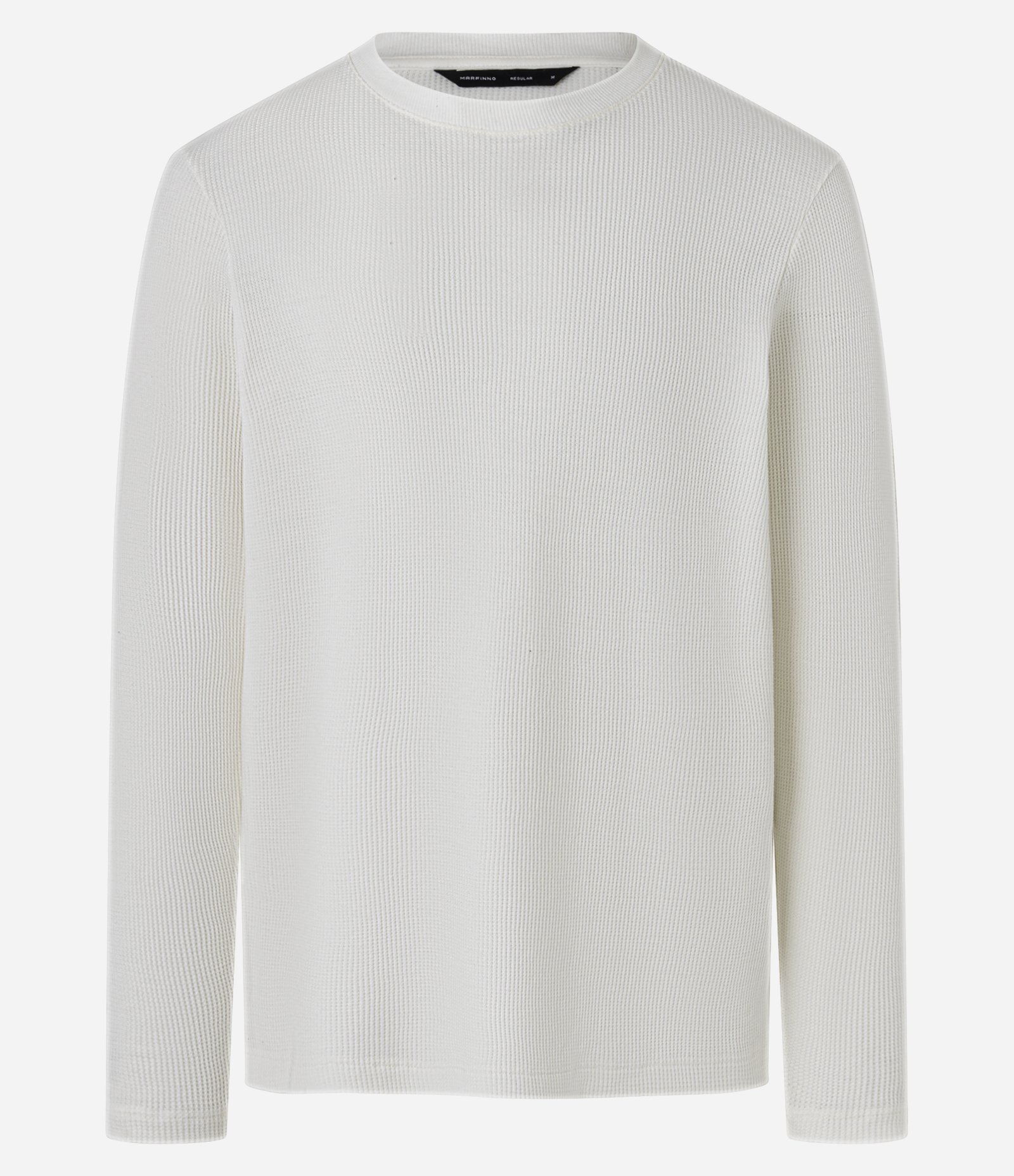 Camiseta Regular em Waffle com Gola Redonda e Texturizada Off White 5
