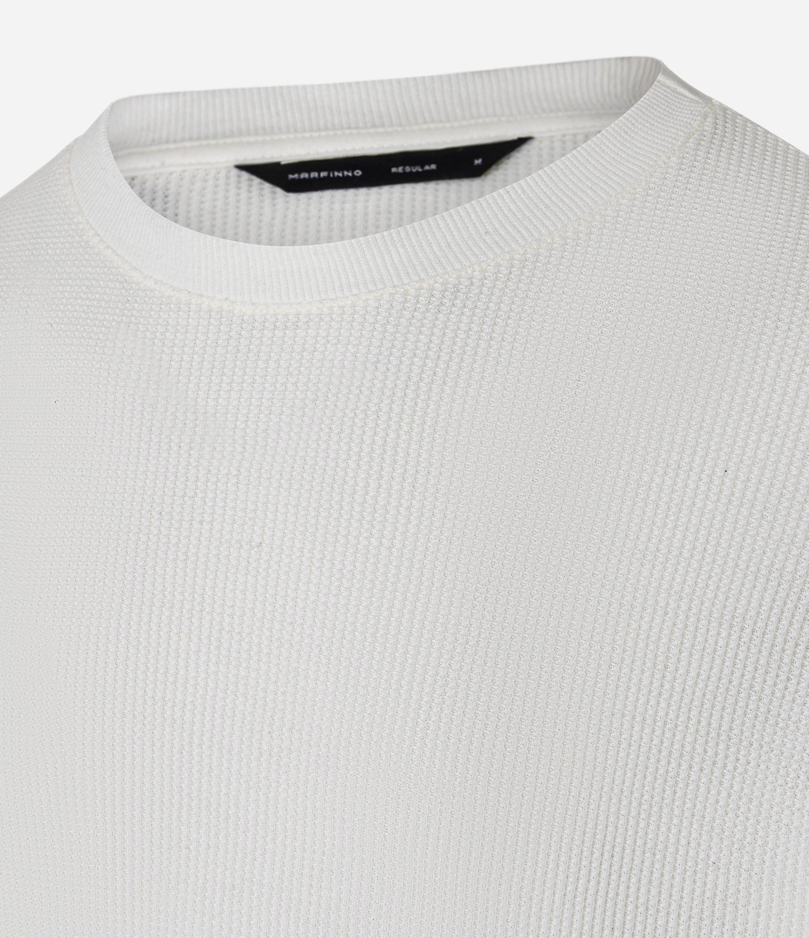 Camiseta Regular em Waffle com Gola Redonda e Texturizada Off White 6