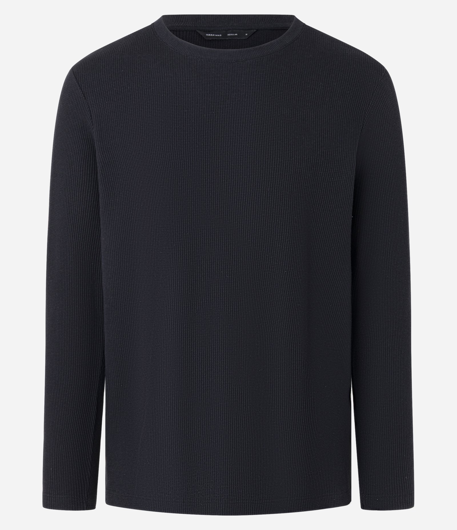 Camiseta Regular em Waffle com Gola Redonda e Texturizada Preto 6