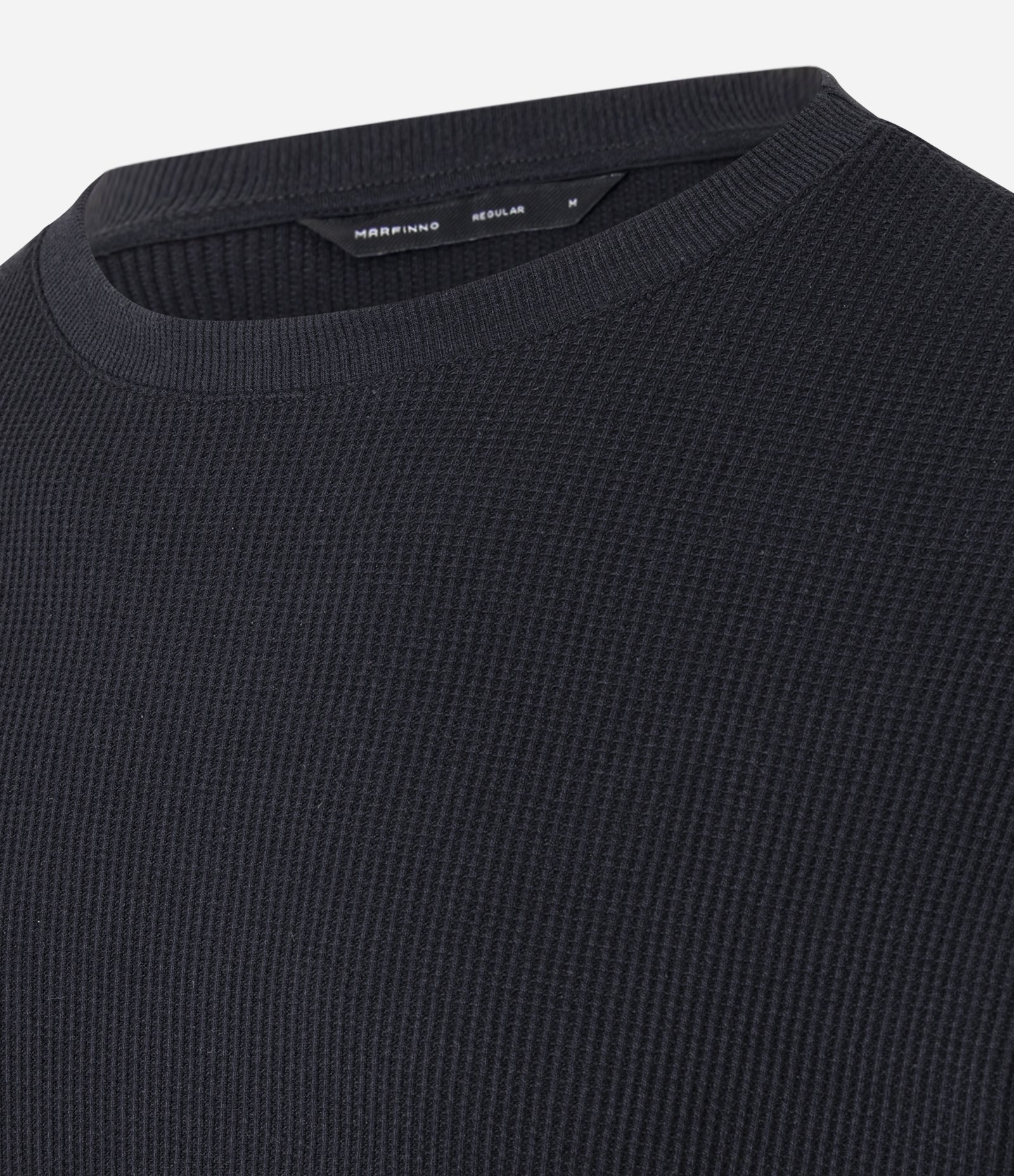 Camiseta Regular em Waffle com Gola Redonda e Texturizada Preto 7