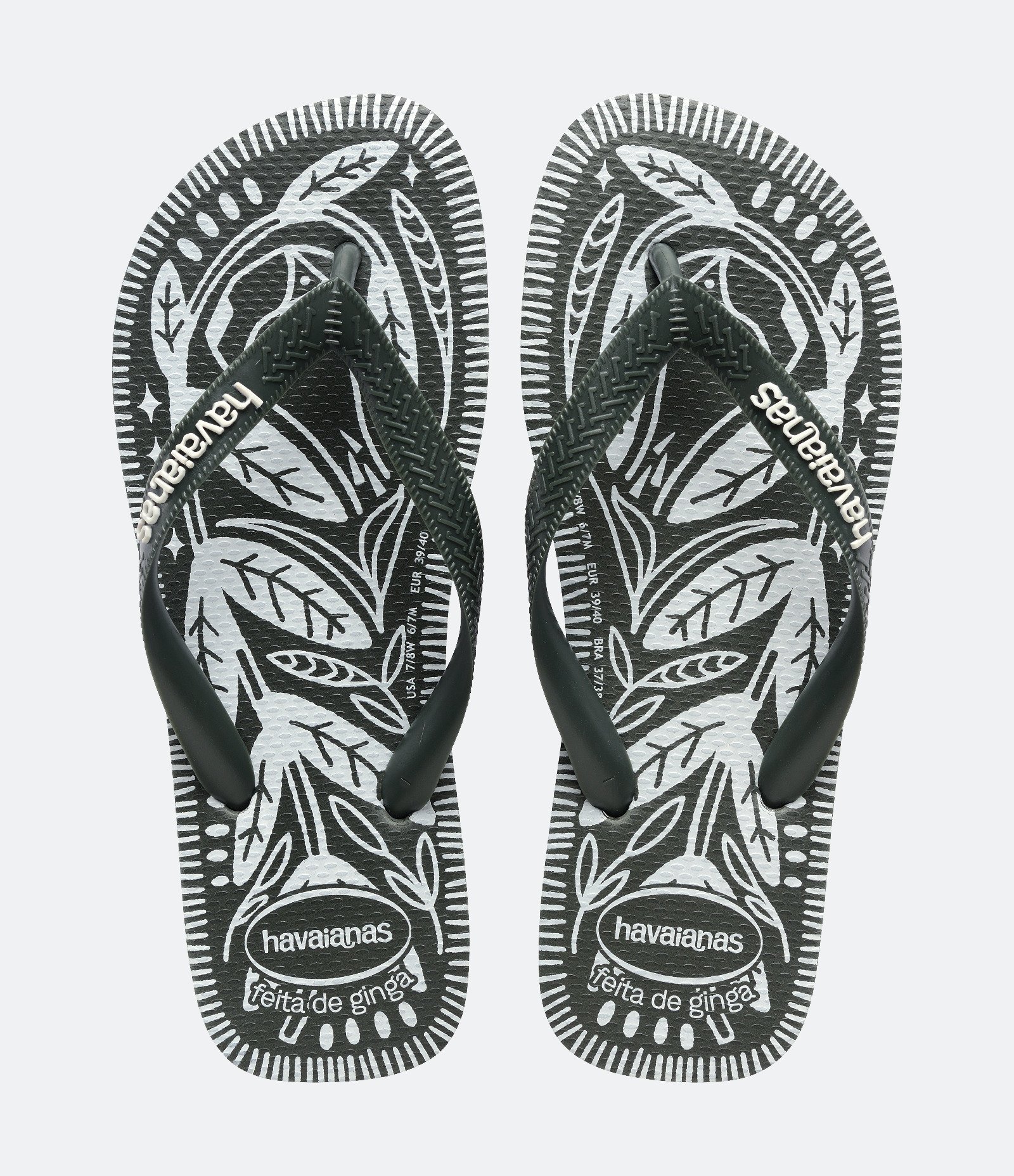 Chinelo de Dedo com Estampa de Folhagem Havainas Verde Militar 1