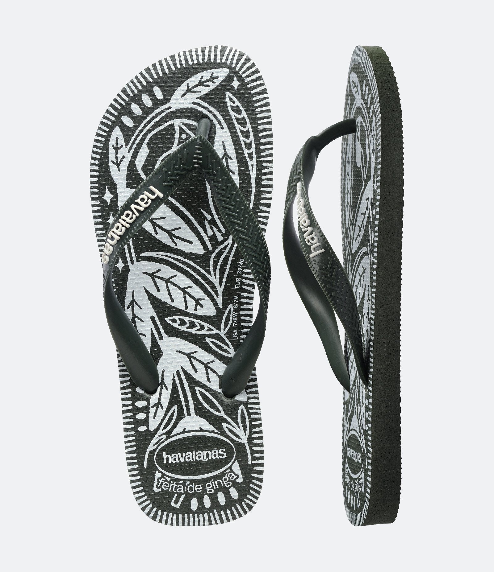 Chinelo de Dedo com Estampa de Folhagem Havainas Verde Militar 5