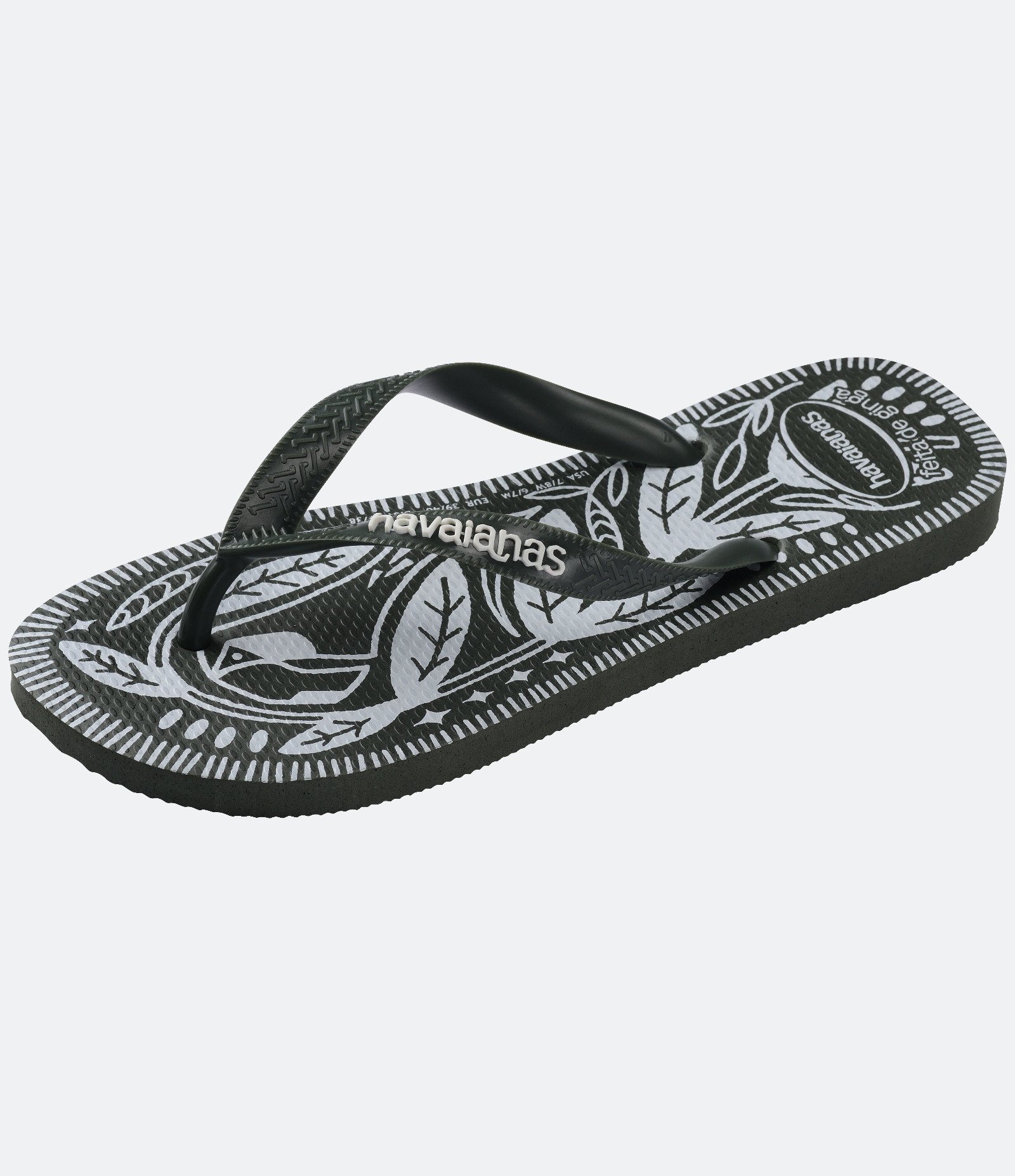 Chinelo de Dedo com Estampa de Folhagem Havainas Verde Militar 6