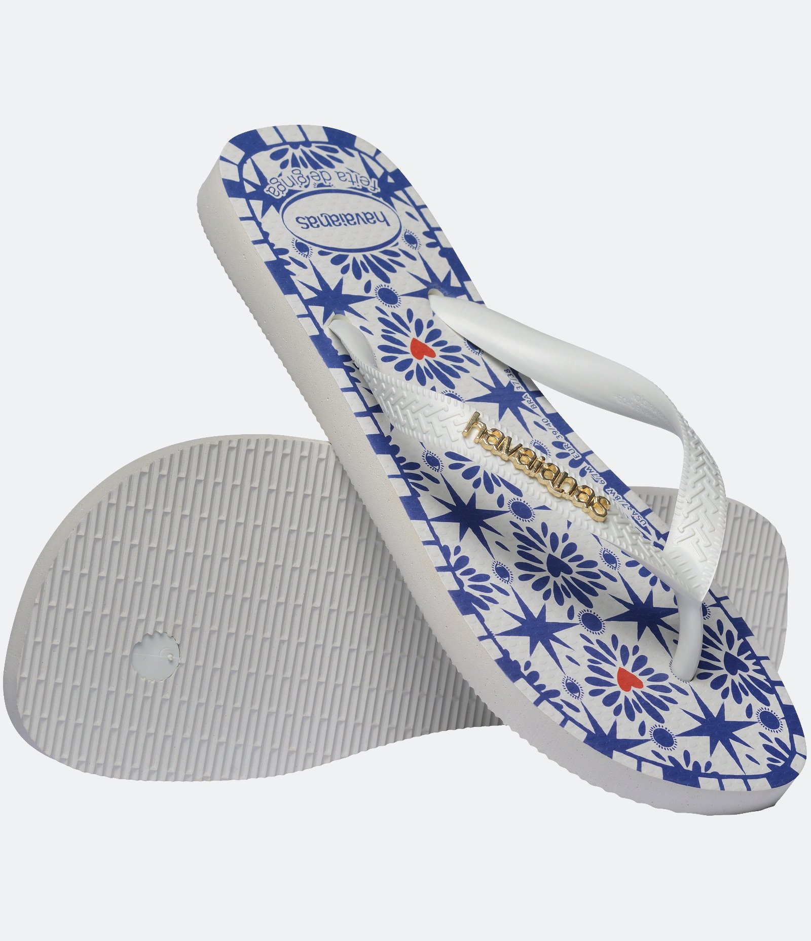 Chinelo de Dedo com Tira Grossa Estampa Estrelas Havaina Azul/Branco 4
