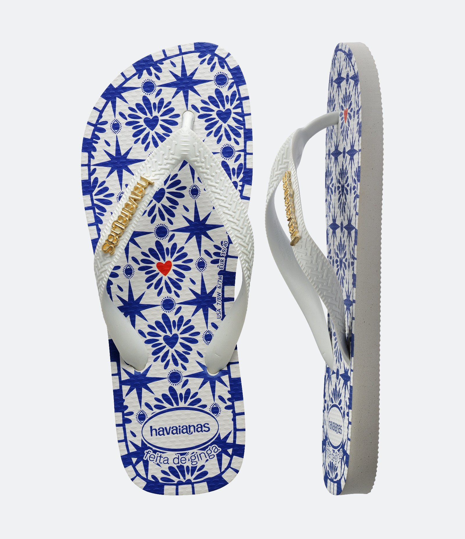Chinelo de Dedo com Tira Grossa Estampa Estrelas Havaina Azul/Branco 5