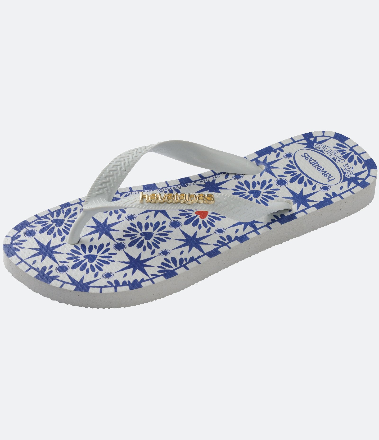 Chinelo de Dedo com Tira Grossa Estampa Estrelas Havaina Azul/Branco 6