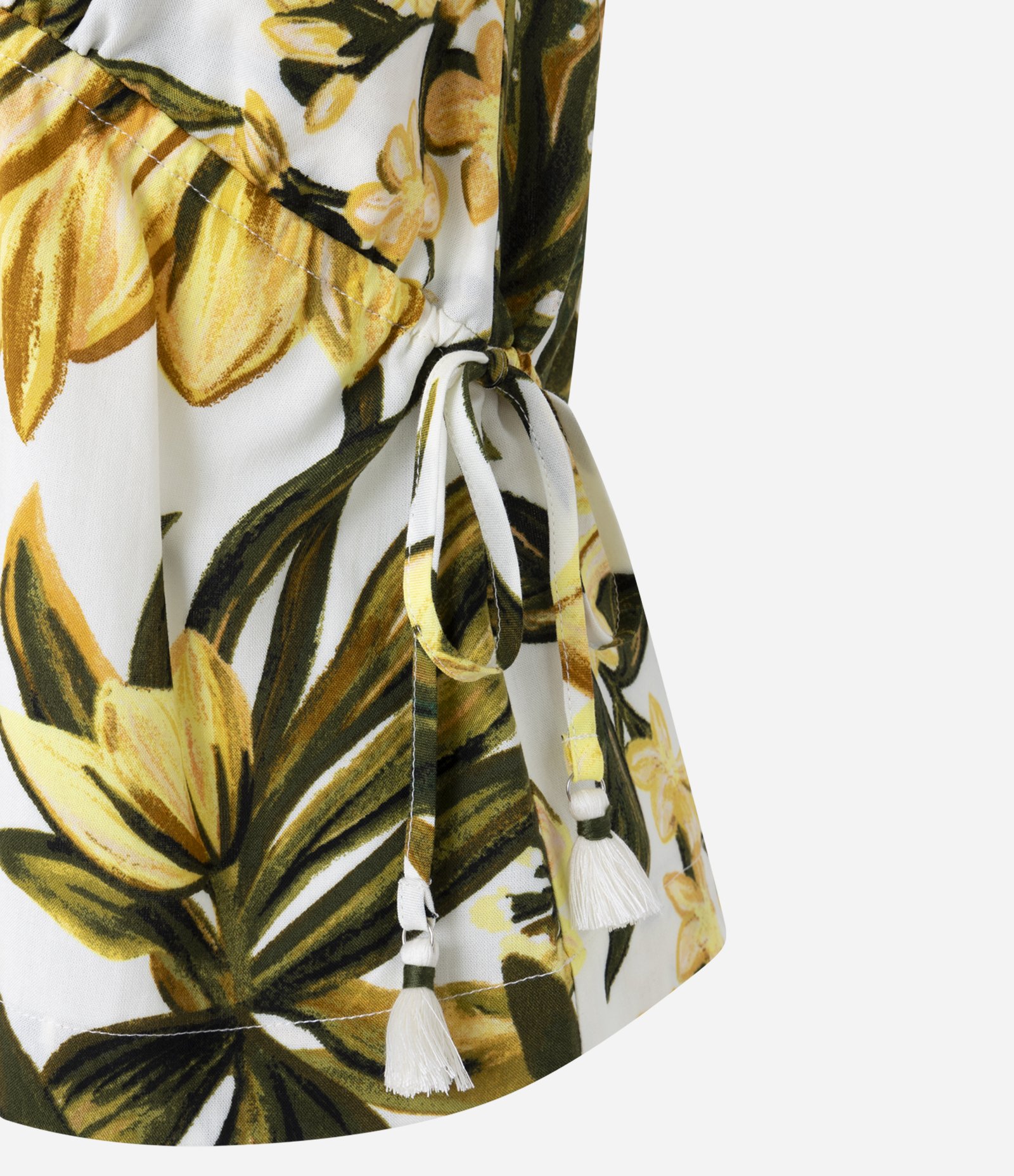 Blusa em Viscose com Alças Finas e Estampa Floral Off White/Amarelo/Verde 6