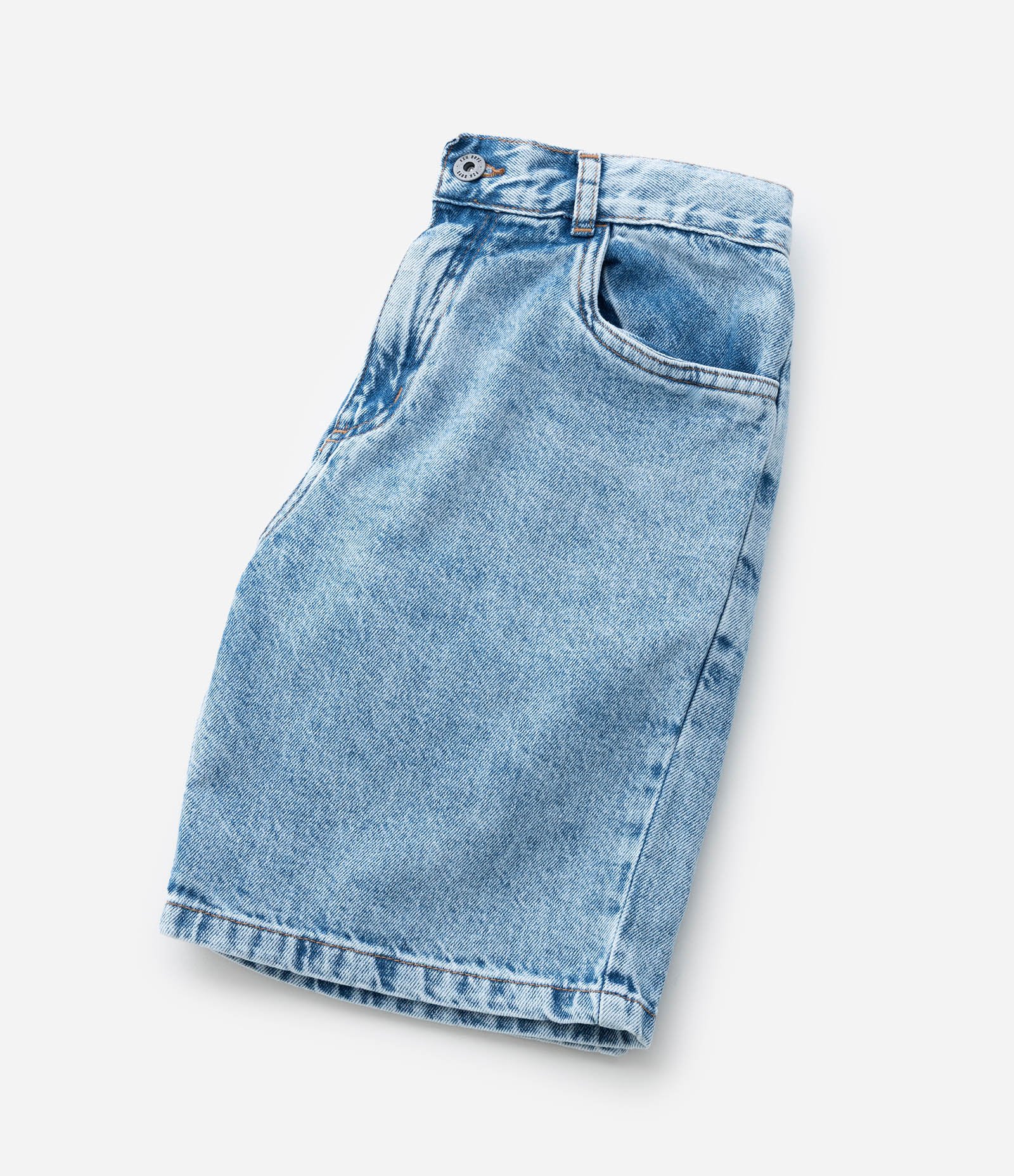 Bermuda Reta Infantil em Jeans com Cós Elástico - Tam 5 a 14 anos Azul 6