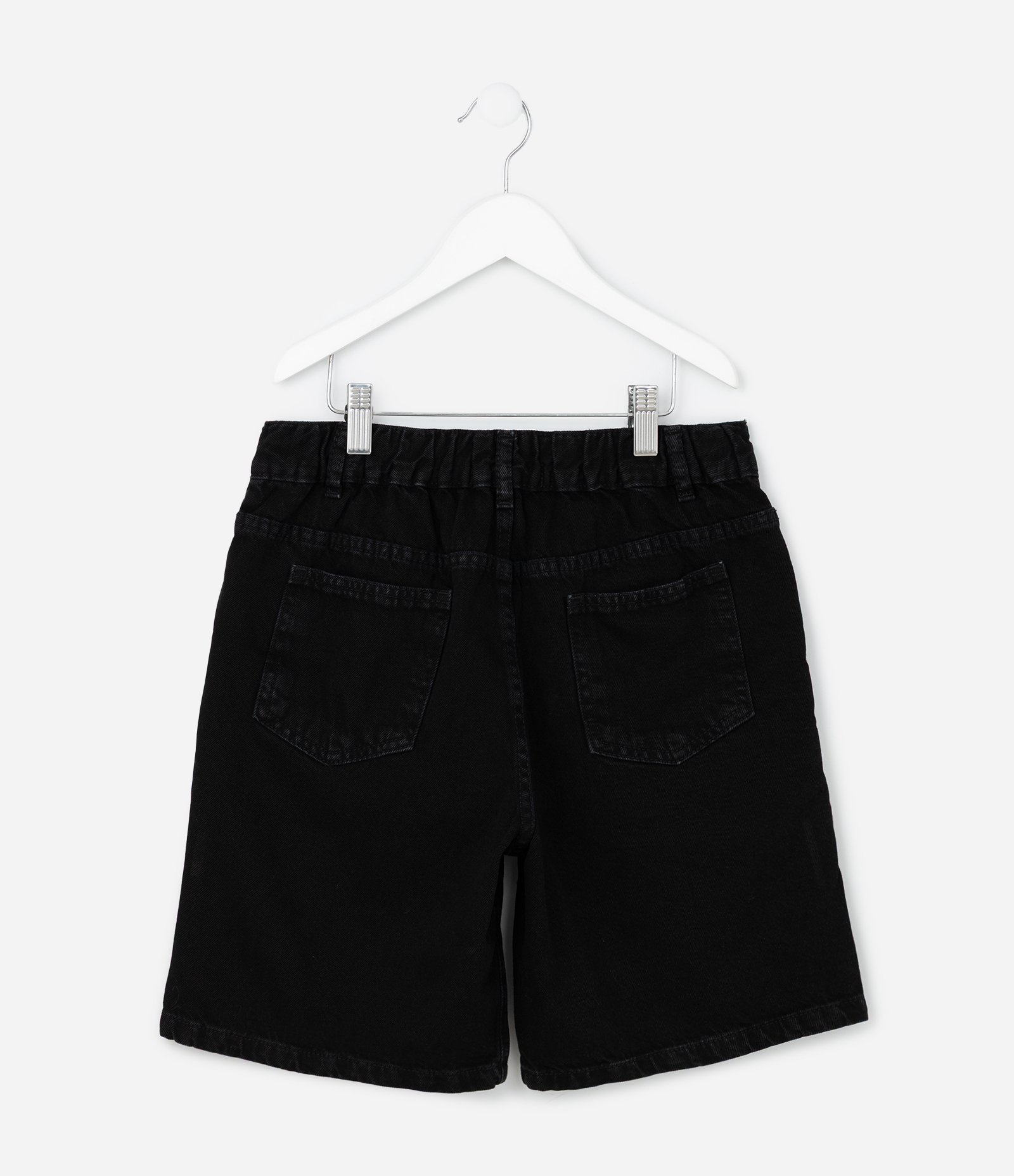 Bermuda Reta Infantil em Jeans com Cós Elástico - Tam 5 a 14 anos Preto 2
