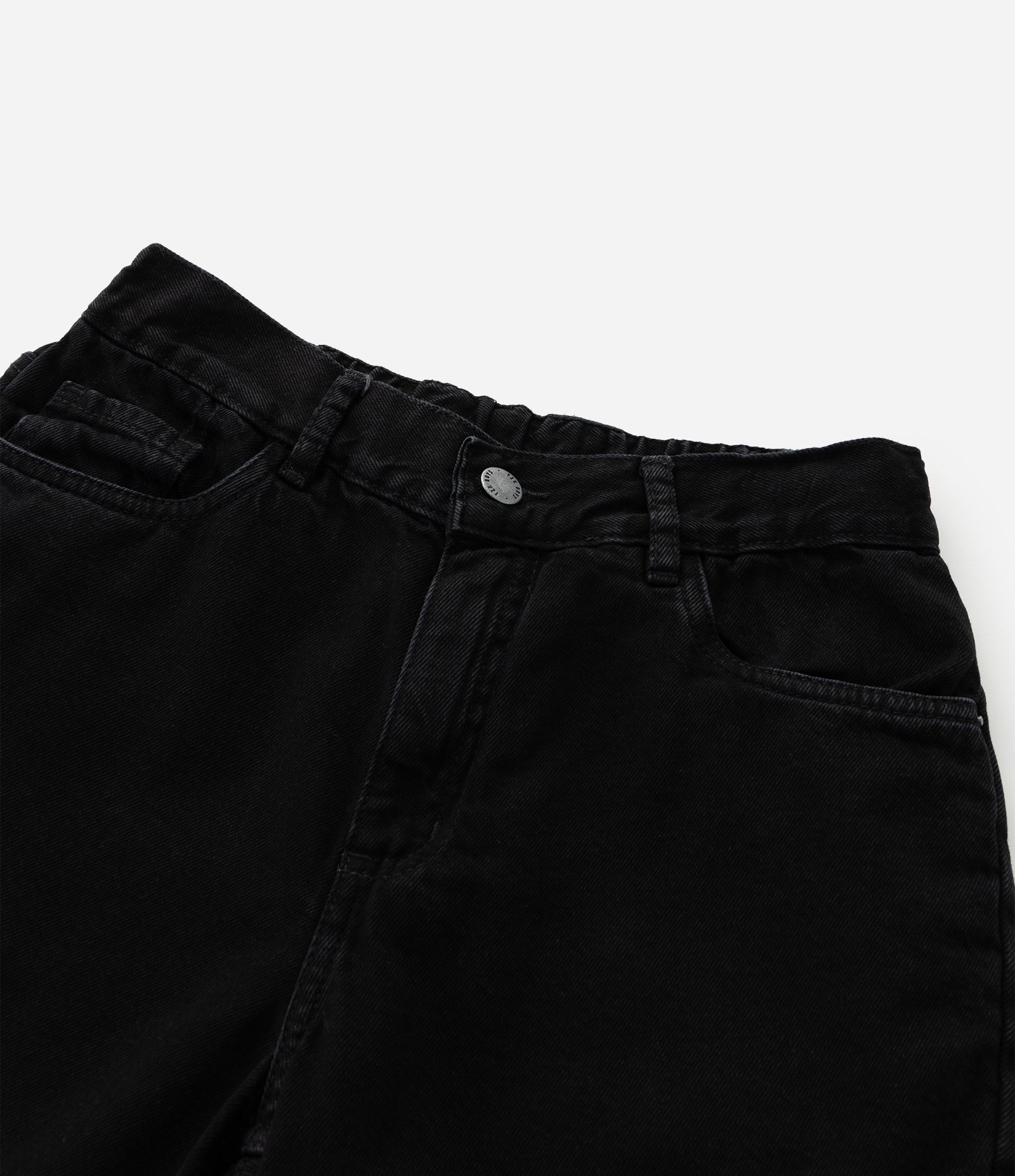 Bermuda Reta Infantil em Jeans com Cós Elástico - Tam 5 a 14 anos Preto 5