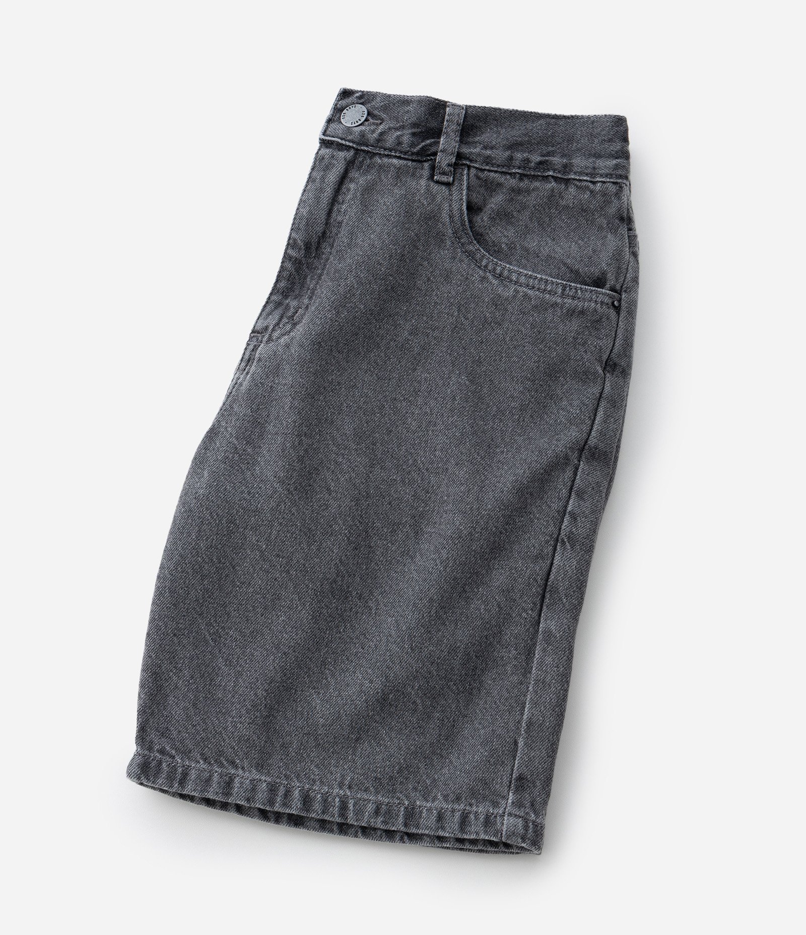 Bermuda Reta Infantil em Jeans com Cós Elástico - Tam 5 a 14 anos Cinza 5