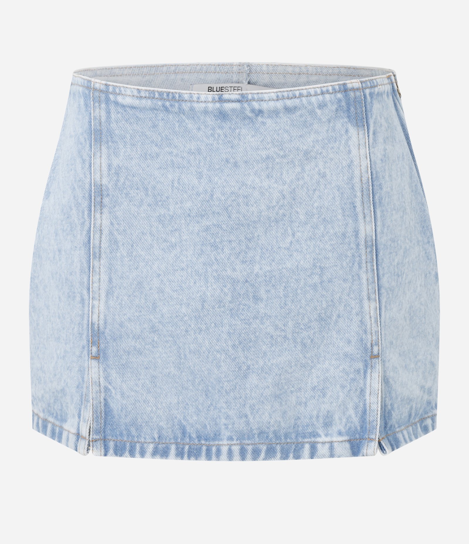 Short Saia em Jeans com Recortes e Fendinhas Azul 6