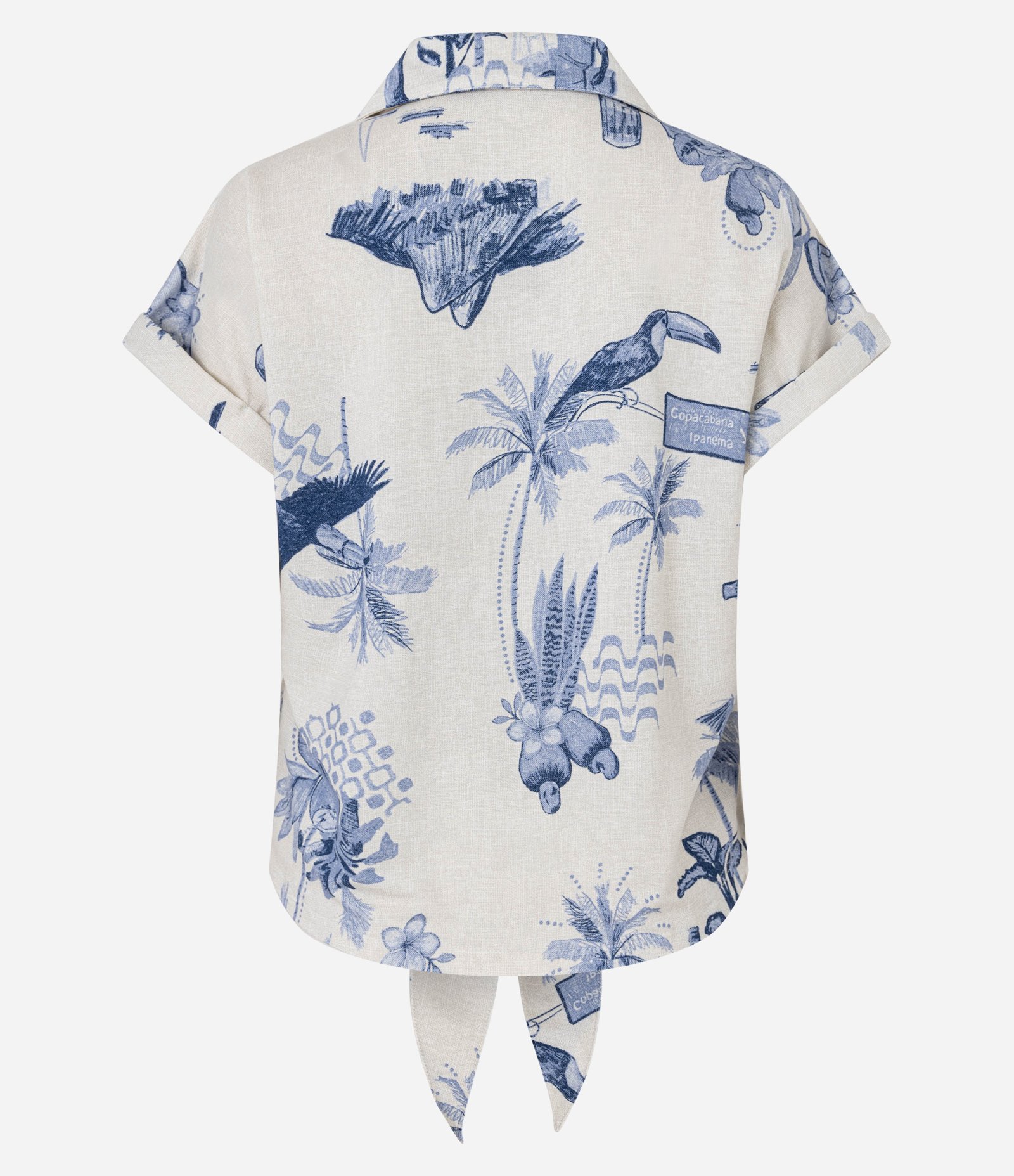 Blusa em Piquet com Estampa Coqueiros Azul/Off White 3