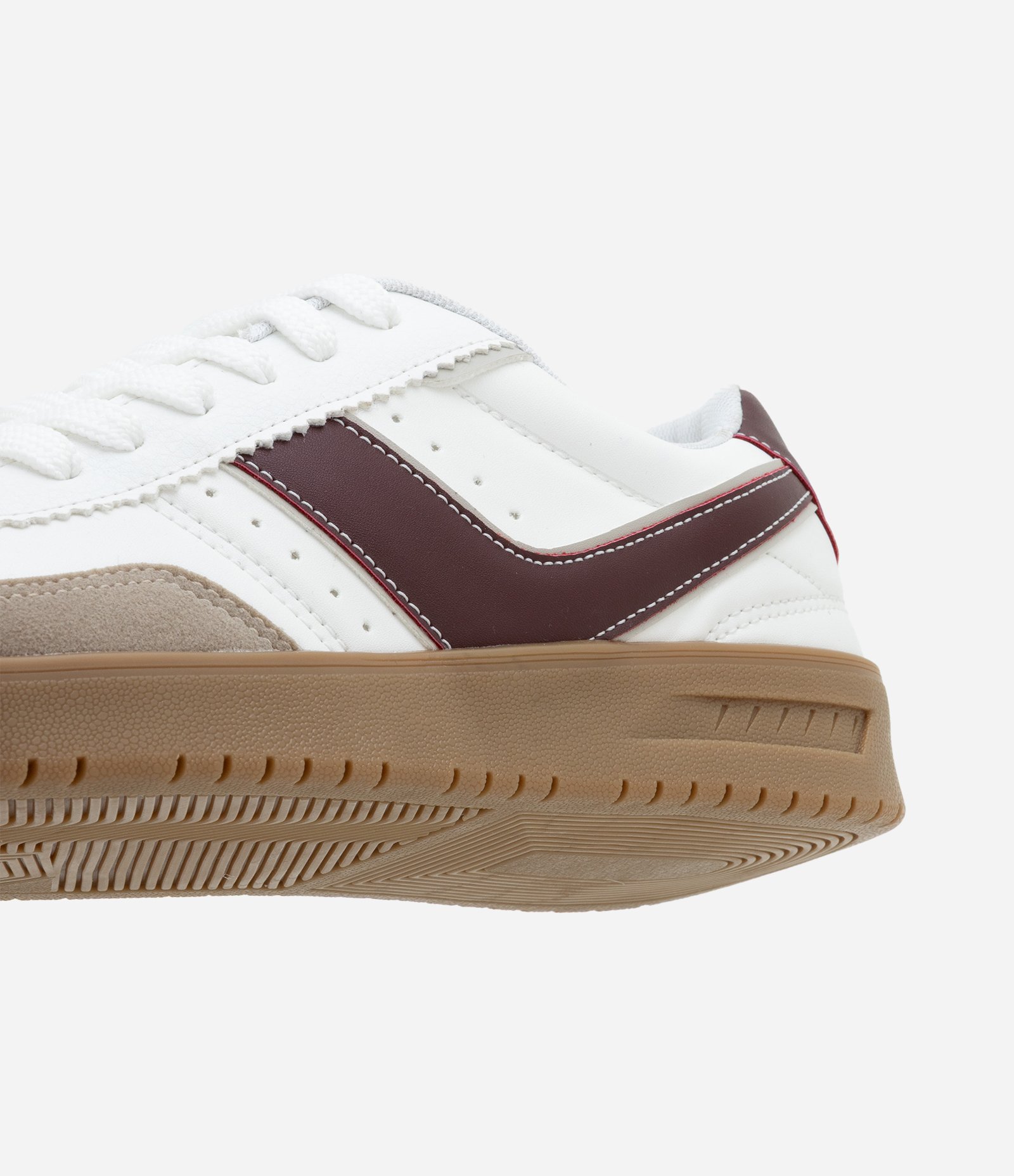 Tênis Chuteira com Recortes Contrastantes Branco/Marrom/Bordô 4