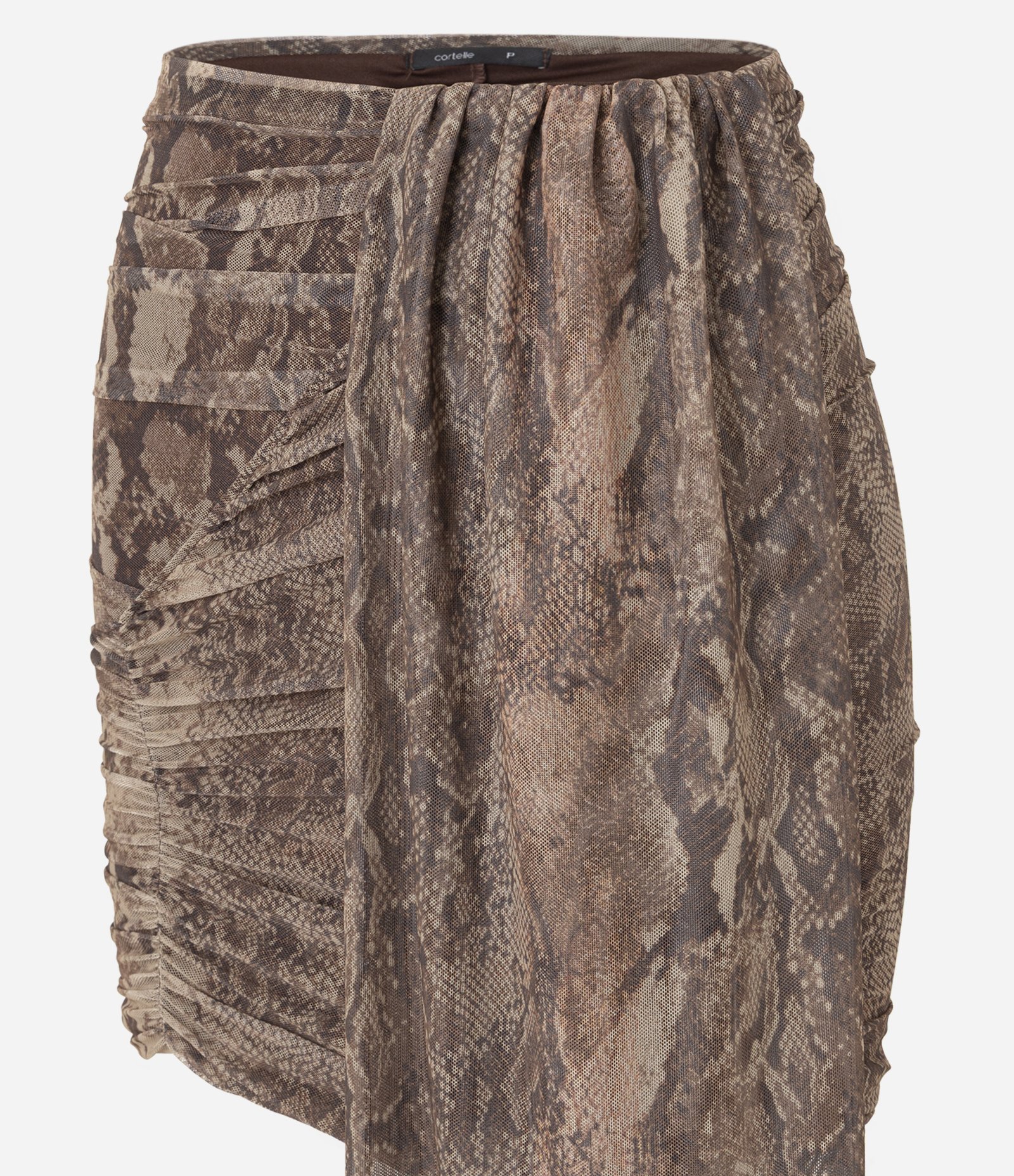 Minissaia em Tule com Estampa Serpente e Lenço Lateral Marrom 6