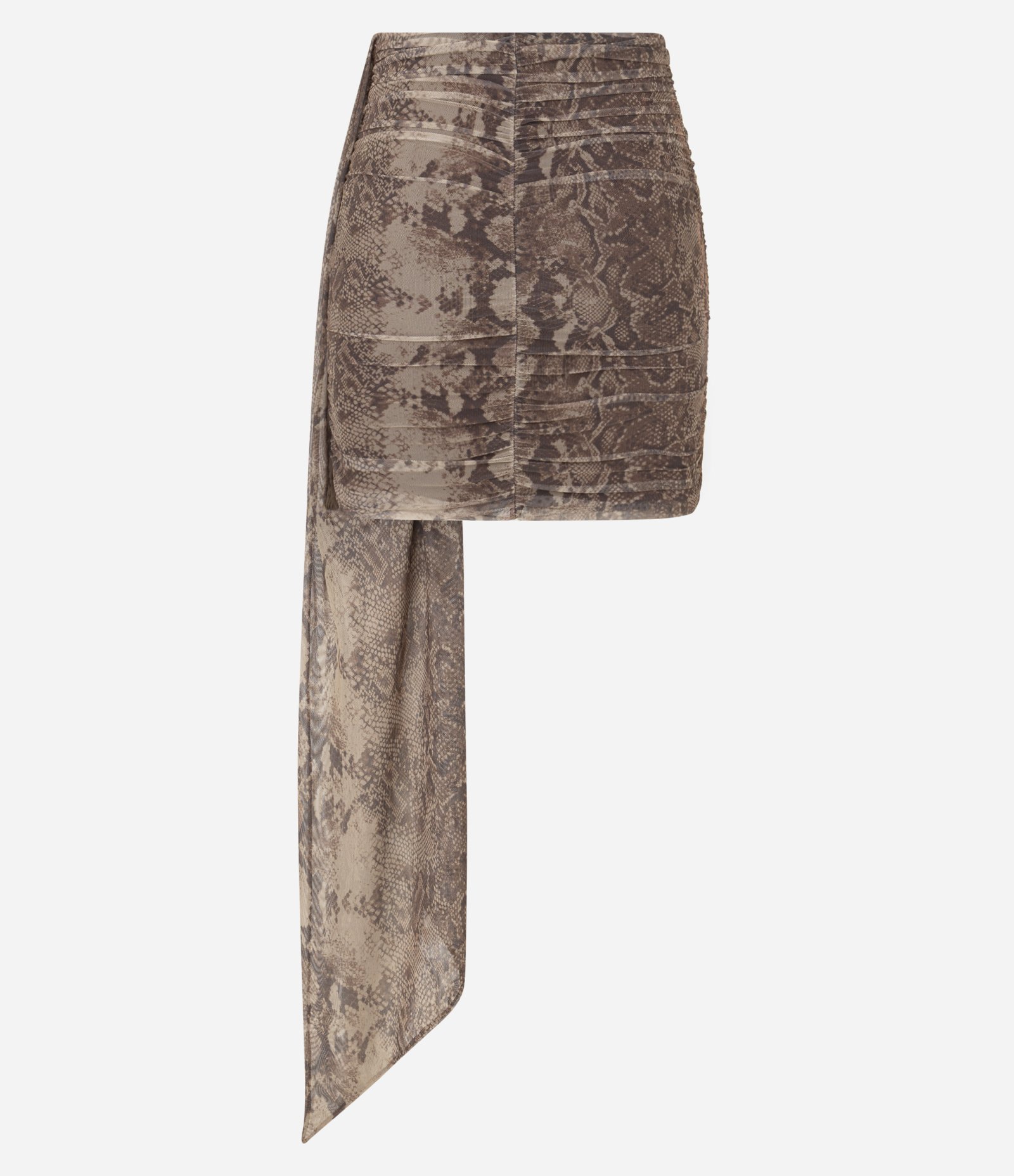 Minissaia em Tule com Estampa Serpente e Lenço Lateral Marrom 7