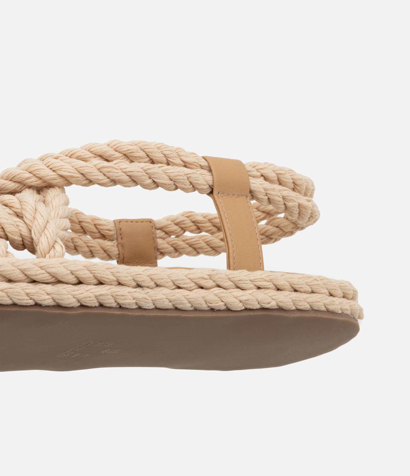 Sandália Rasteira com Tiras de Cordas Bege 4