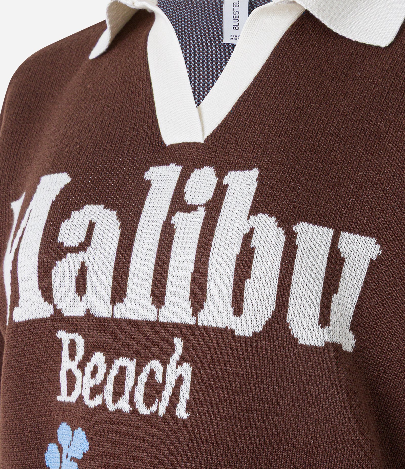 Camiseta em Tricô com Estampa Malibu Floral Marrom 3