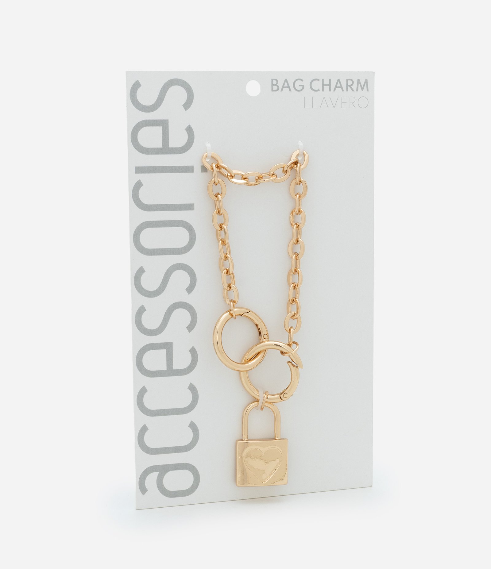 Chaveiro em Metal com Corrente e Cadeado Dourado 2