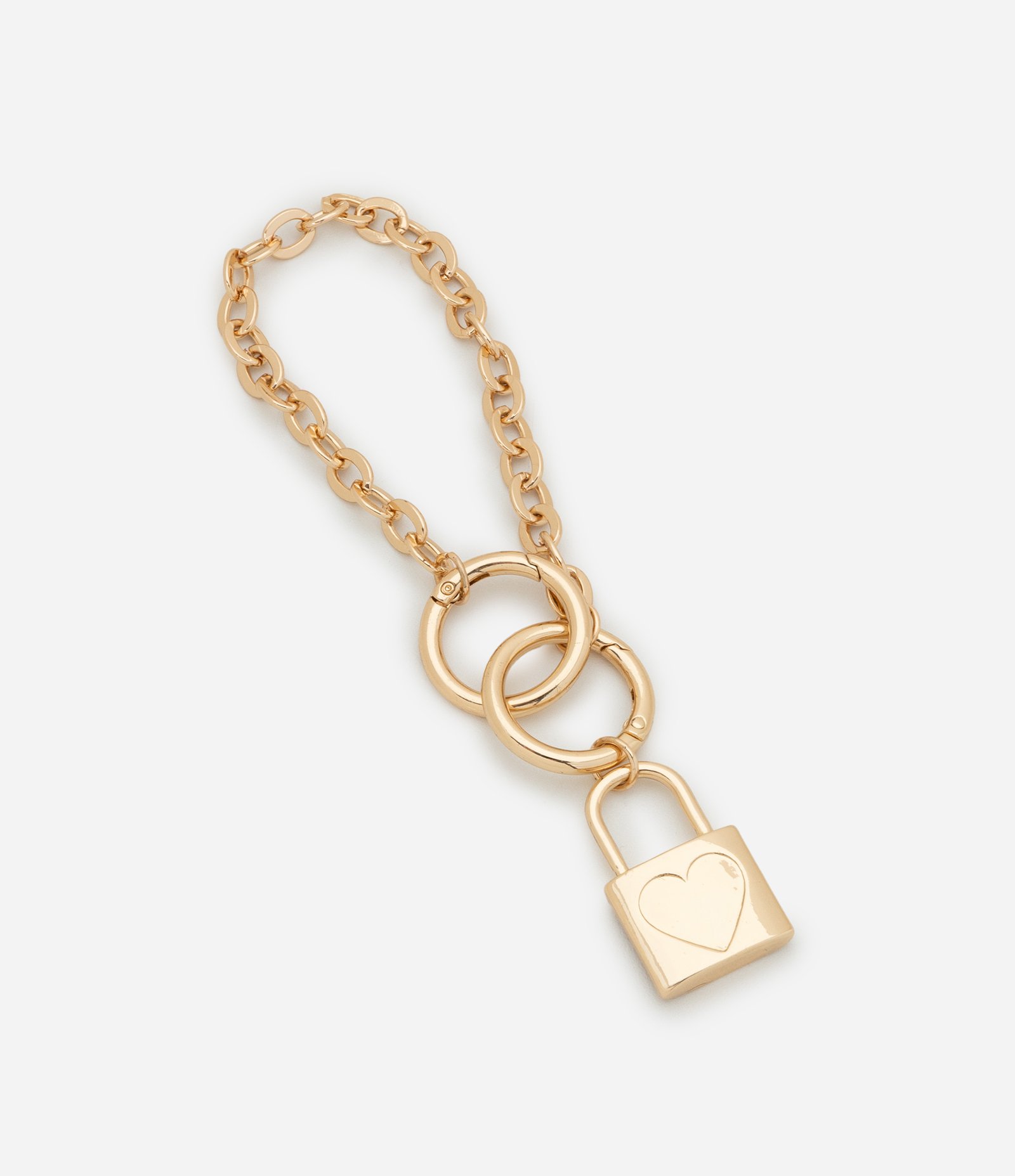 Chaveiro em Metal com Corrente e Cadeado Dourado 3