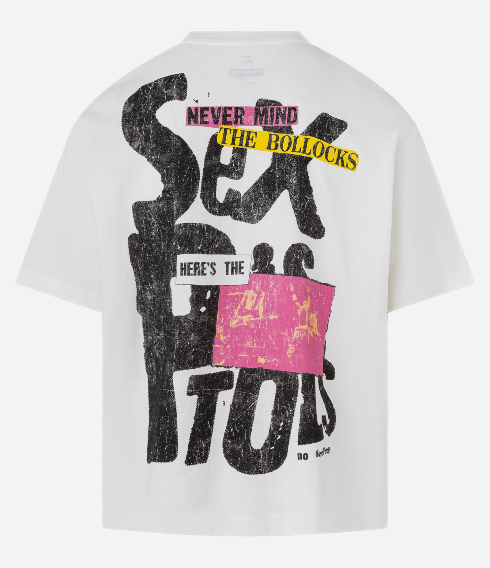 Camiseta Boxy em Malhão com Estampa Frente e Costas Sex Pistols Branco 8