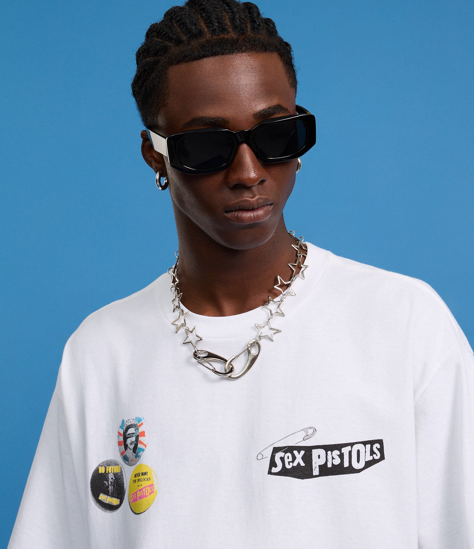 Camiseta Boxy em Malhão com Estampa Frente e Costas Sex Pistols Branco 6