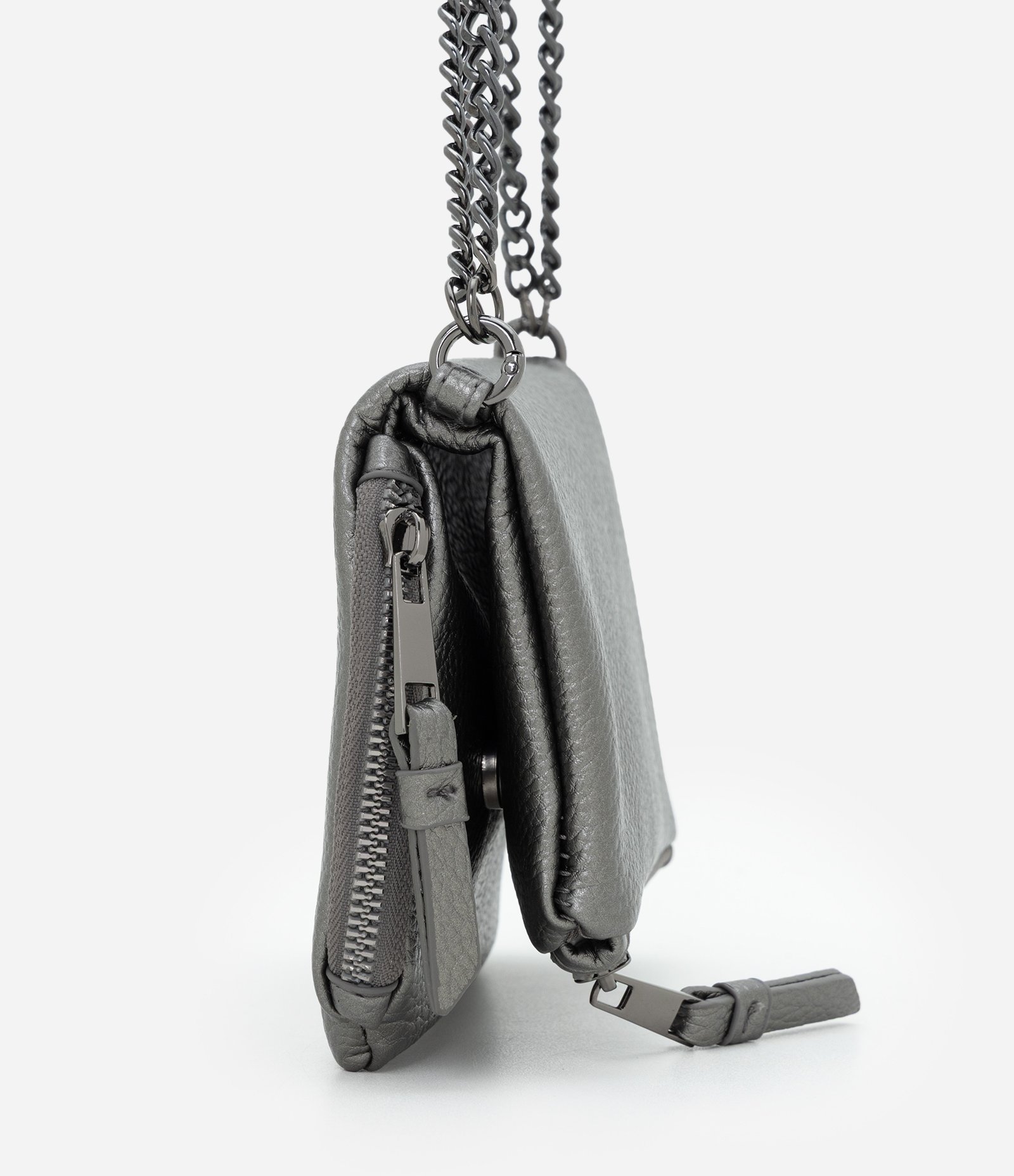 Carteira Envelope Grande com Alças de Corrente Cinza 2