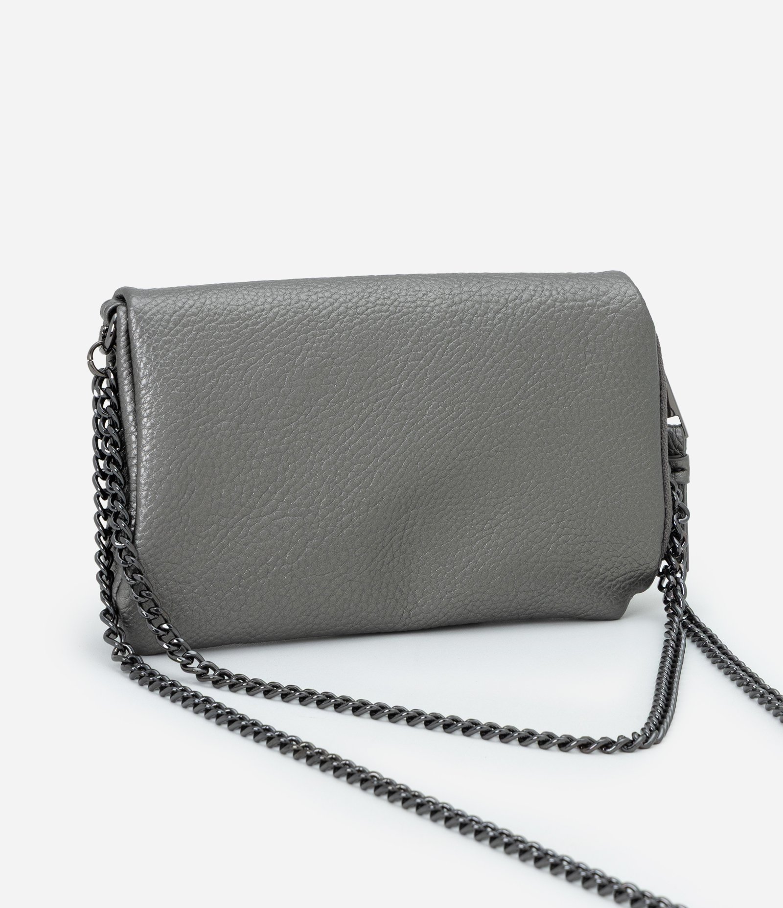 Carteira Envelope Grande com Alças de Corrente Cinza 3