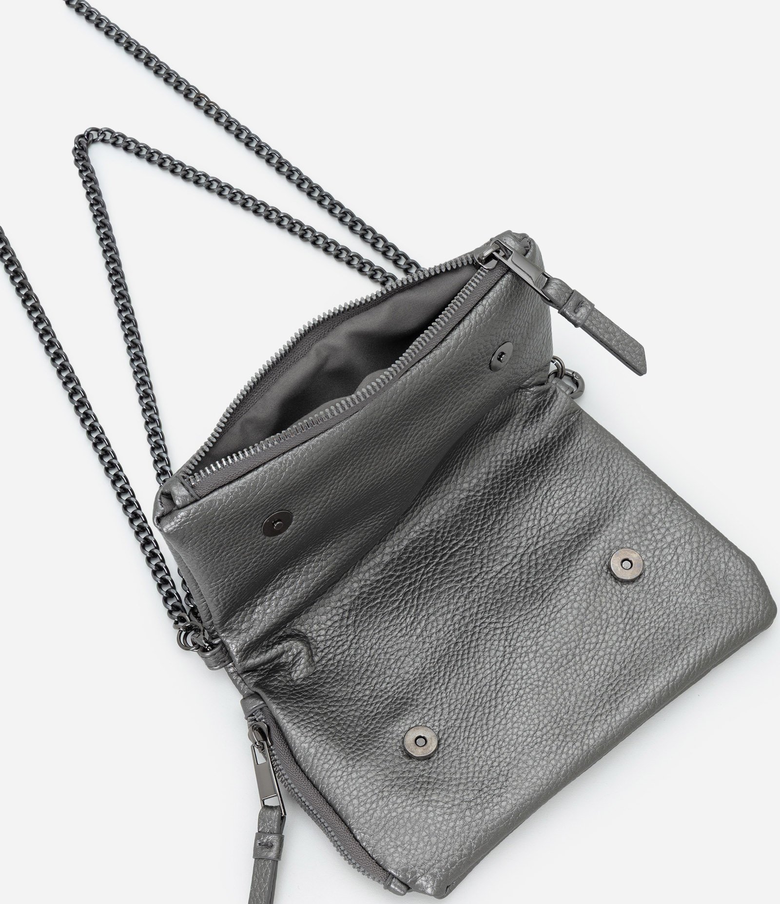 Carteira Envelope Grande com Alças de Corrente Cinza 5