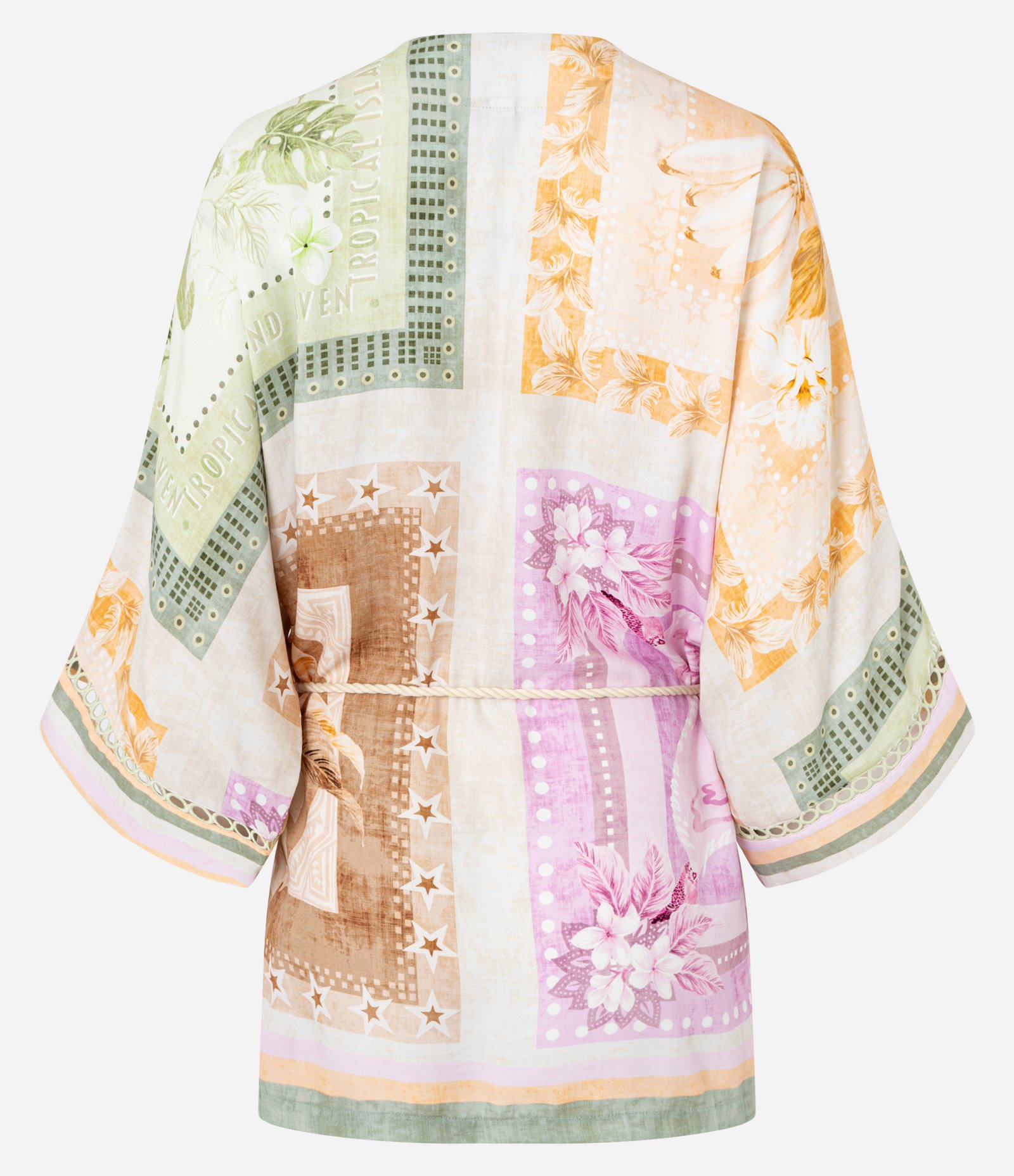 Kimono Alongado em Viscose com Estampa Tropical Multicores 2