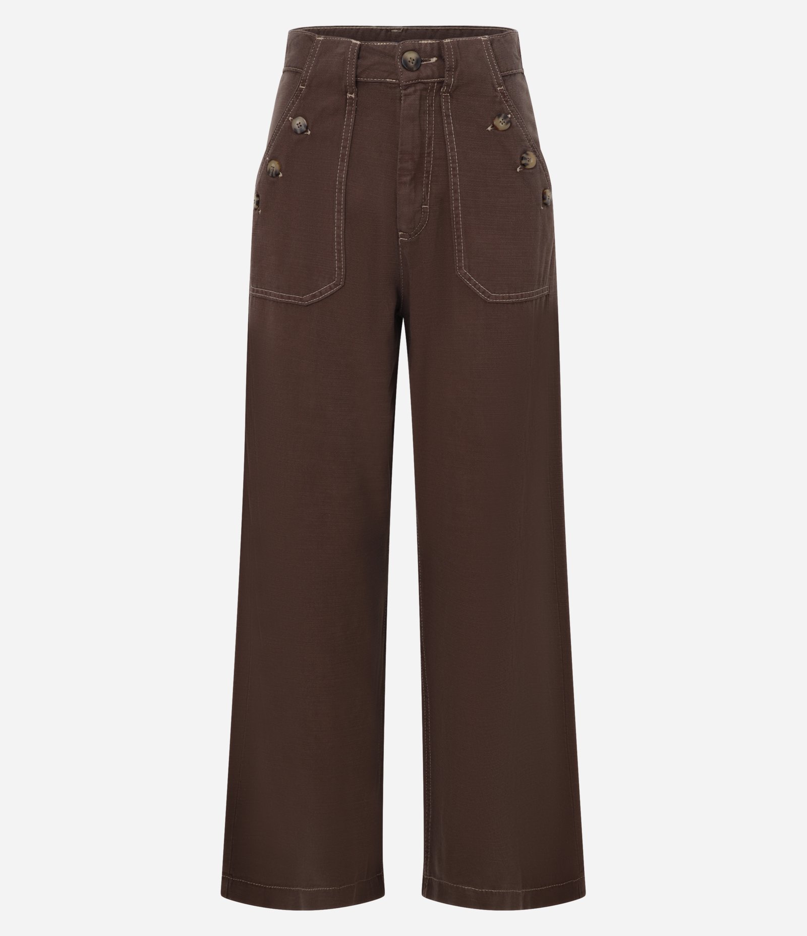 Calça Wide Leg em Sarja com Bolso Carpinteiro Marrom 5