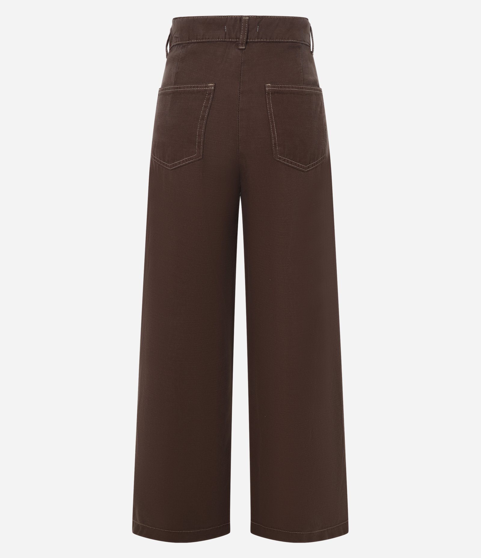Calça Wide Leg em Sarja com Bolso Carpinteiro Marrom 6