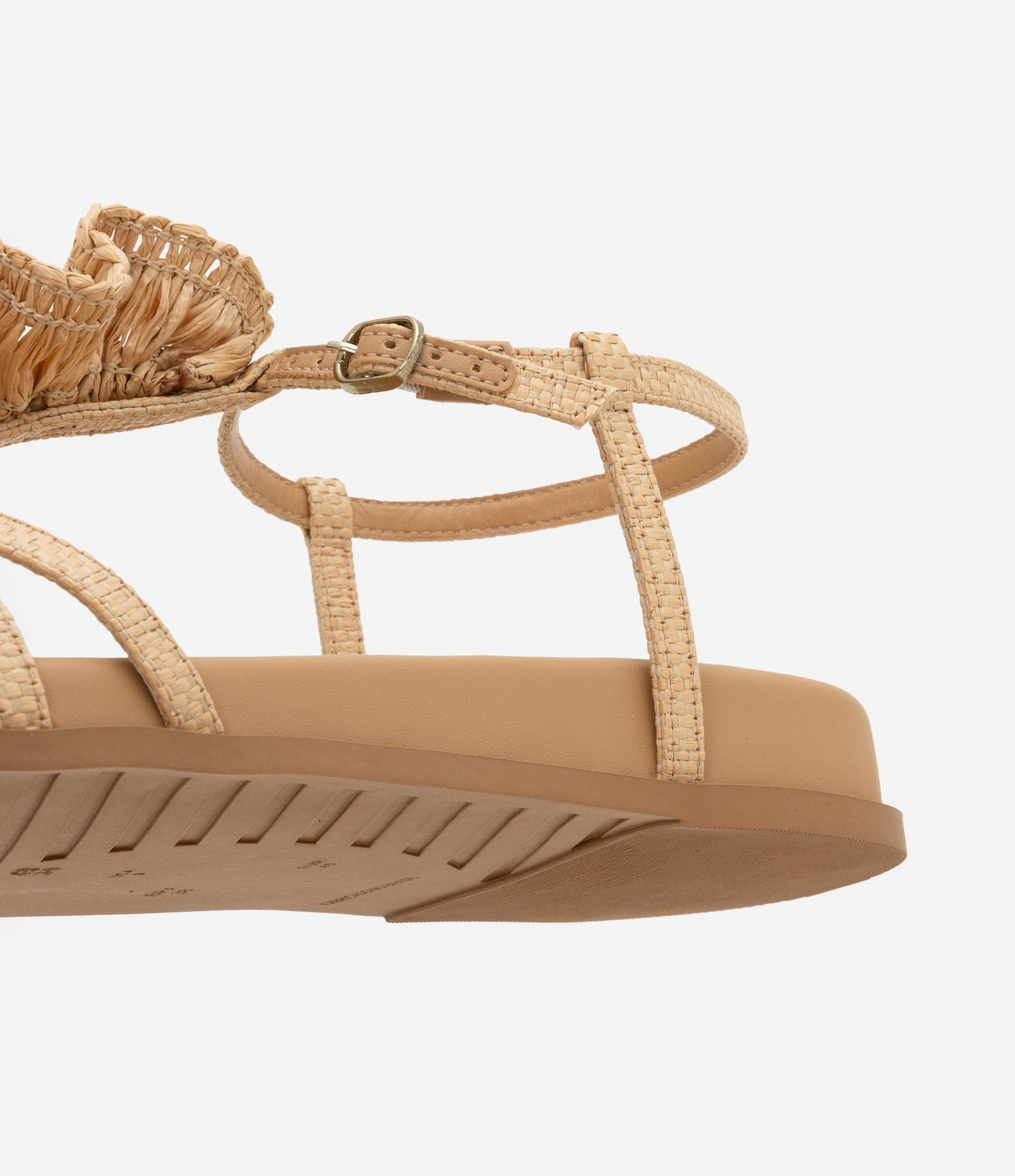 Sandália Rasteira Salomé com Babados no Topo Bege 5