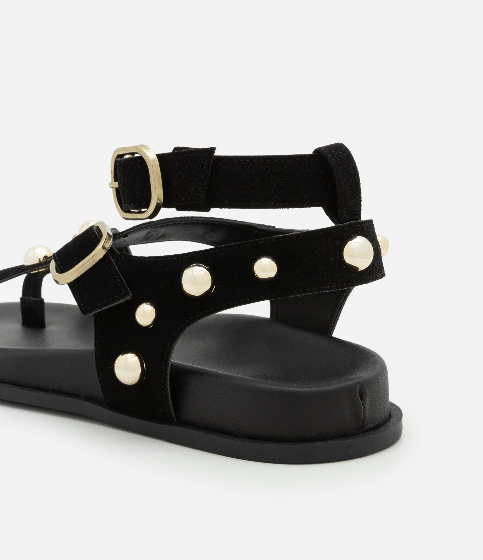 Sandália Rasteira Sport Sandal com Dedeira e Esferas Aplicadas Preto 6