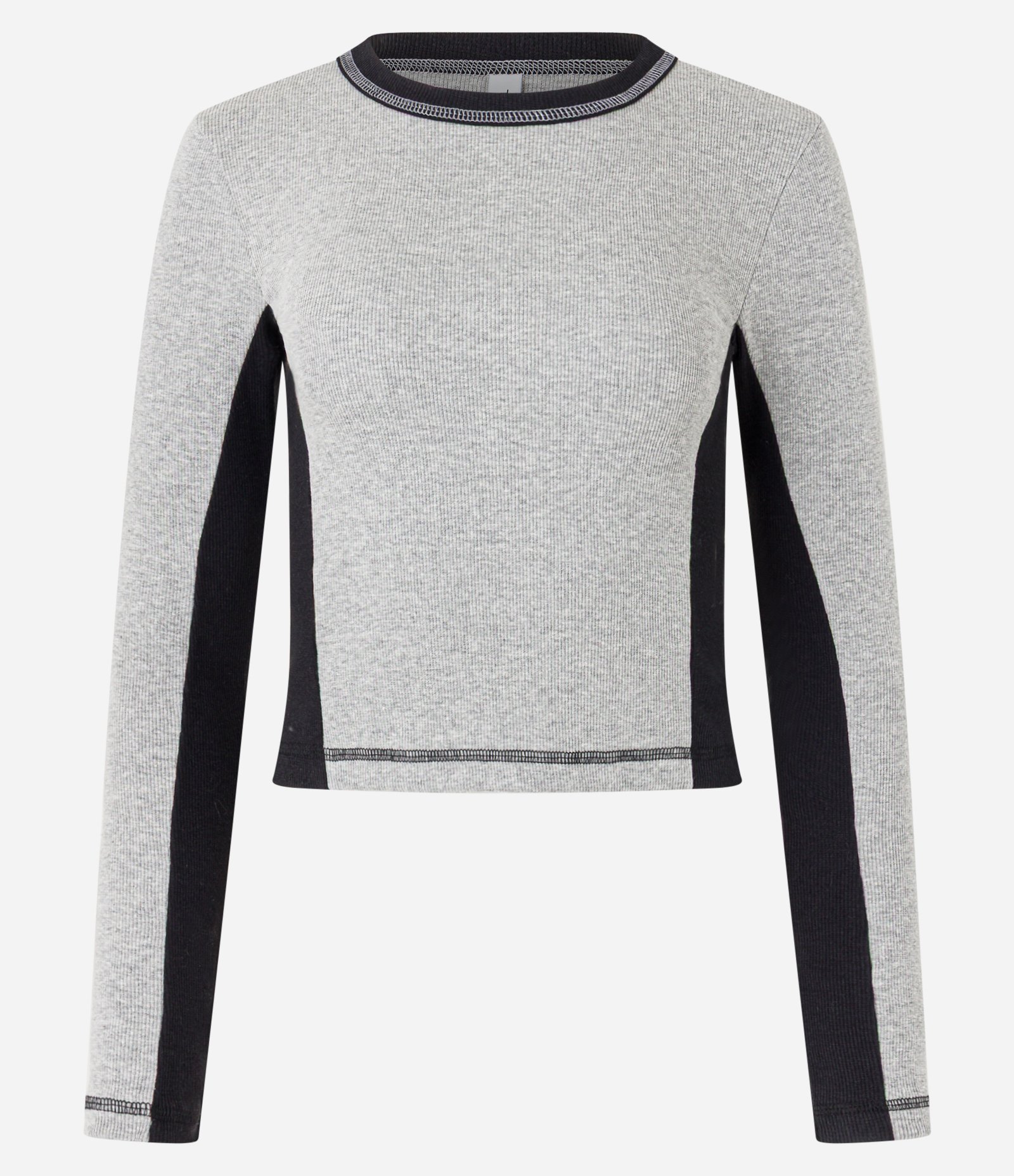 Blusa em Ribana com Detalhe de Recortes Cinza/Preto 5