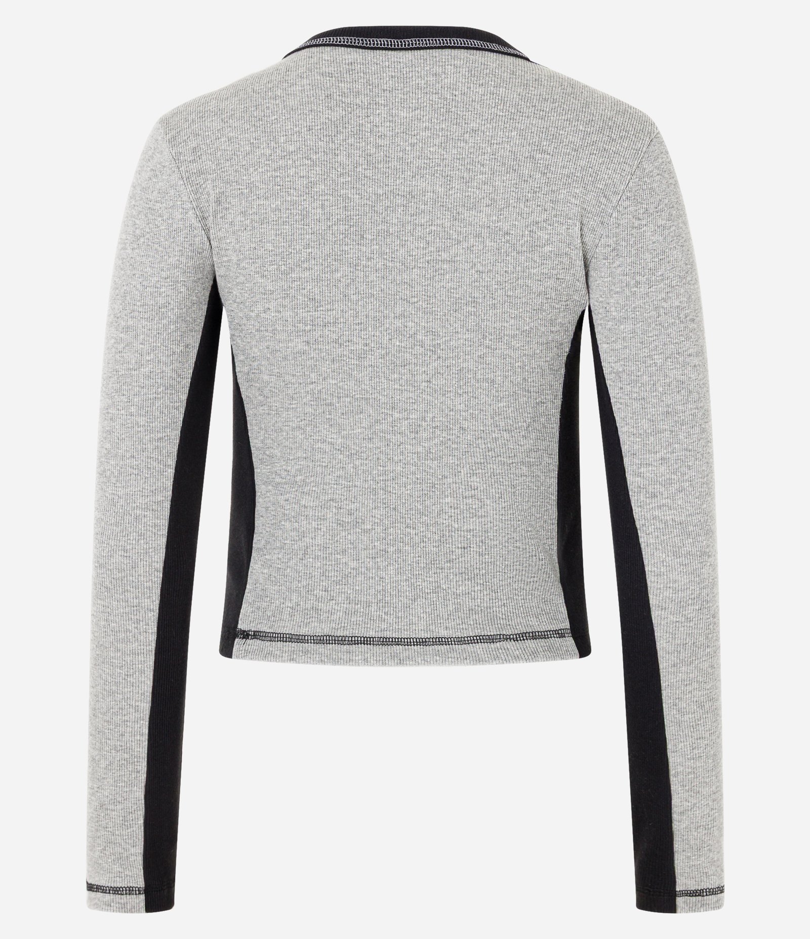 Blusa em Ribana com Detalhe de Recortes Cinza/Preto 7