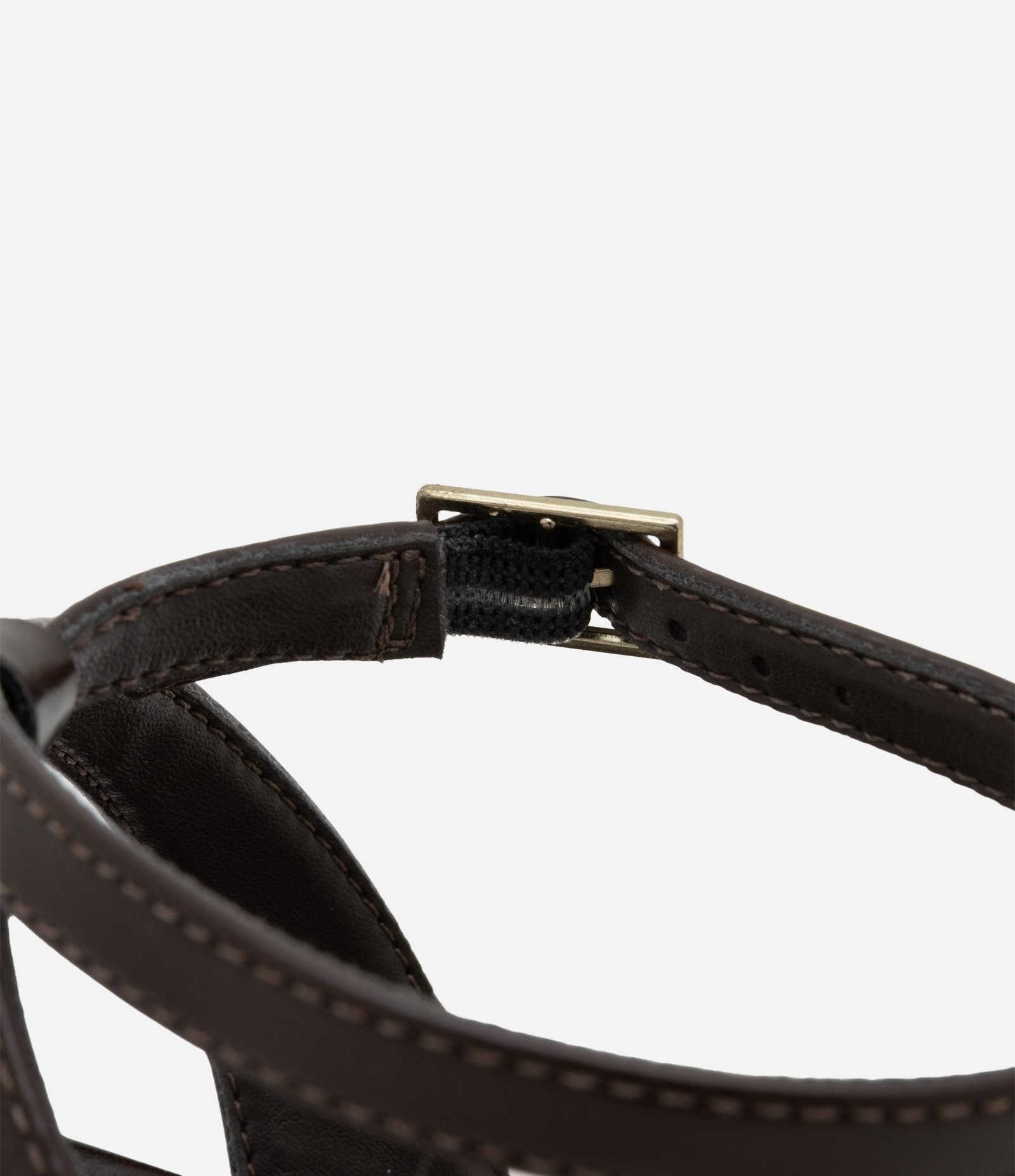 Sandália de Tiras Assimétrica com Bico Quadrado Marrom 5