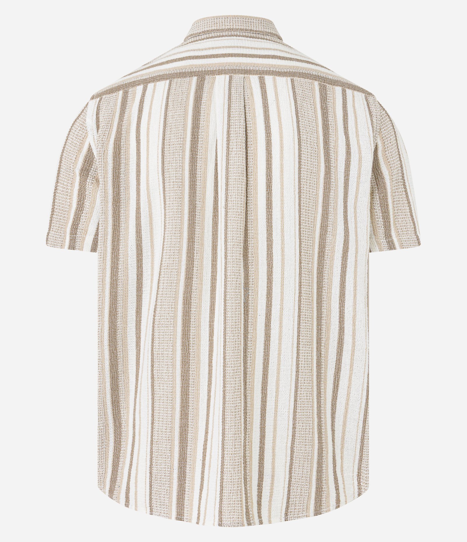 Camisa em Algodão com Textura e Listras Bege/Branco 8