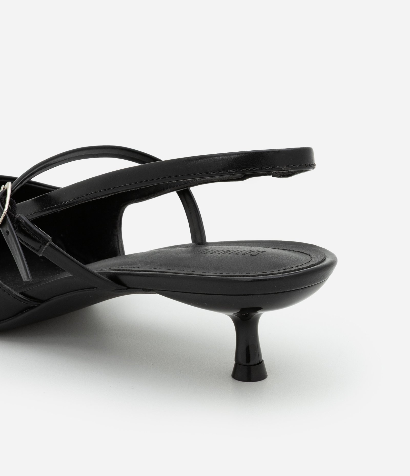 Sapato Scarpin Slingback com Tiras e Fivela Preto 5