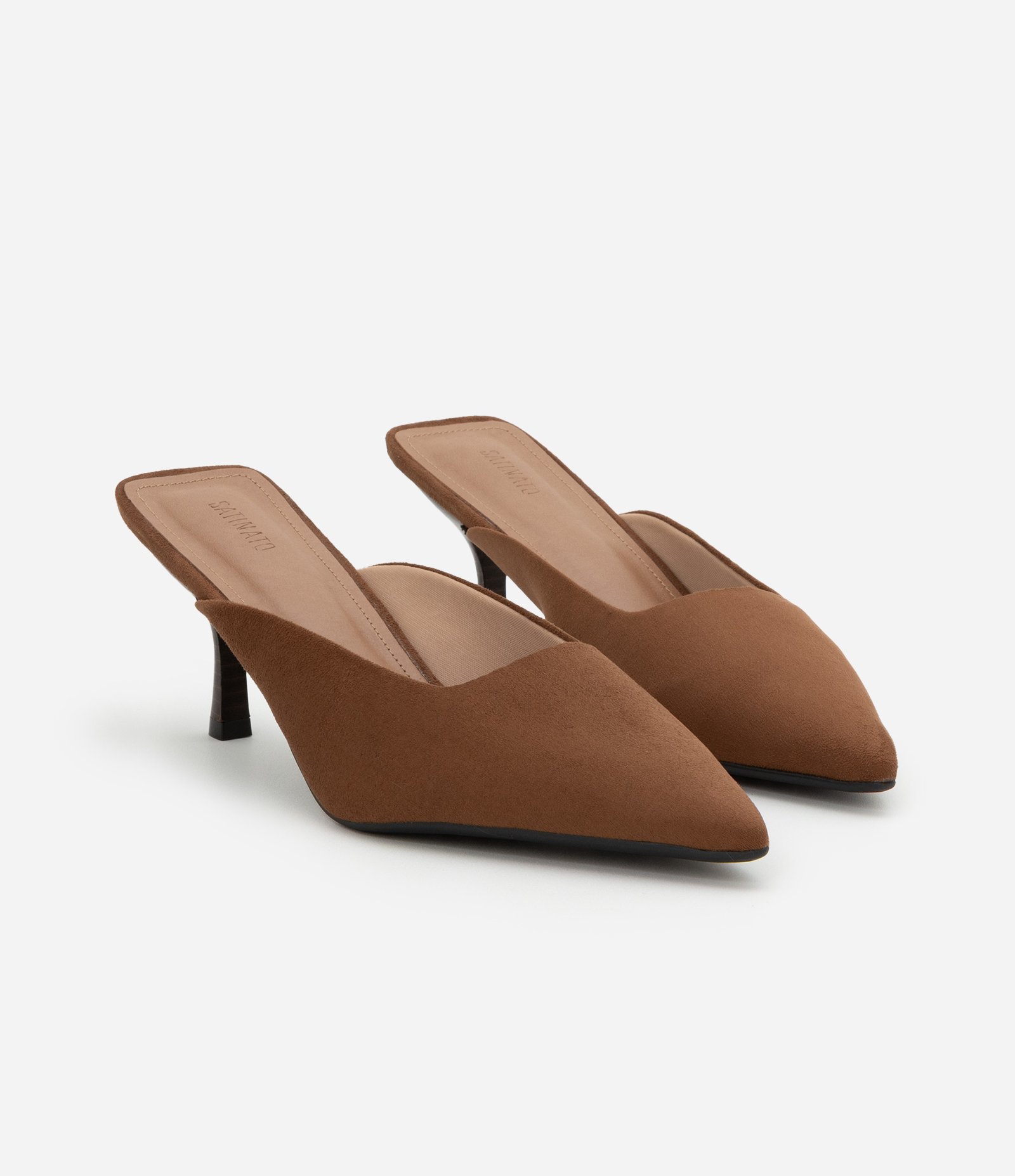 Sapato Scarpin Mule com Efeito Camurça Marrom 4