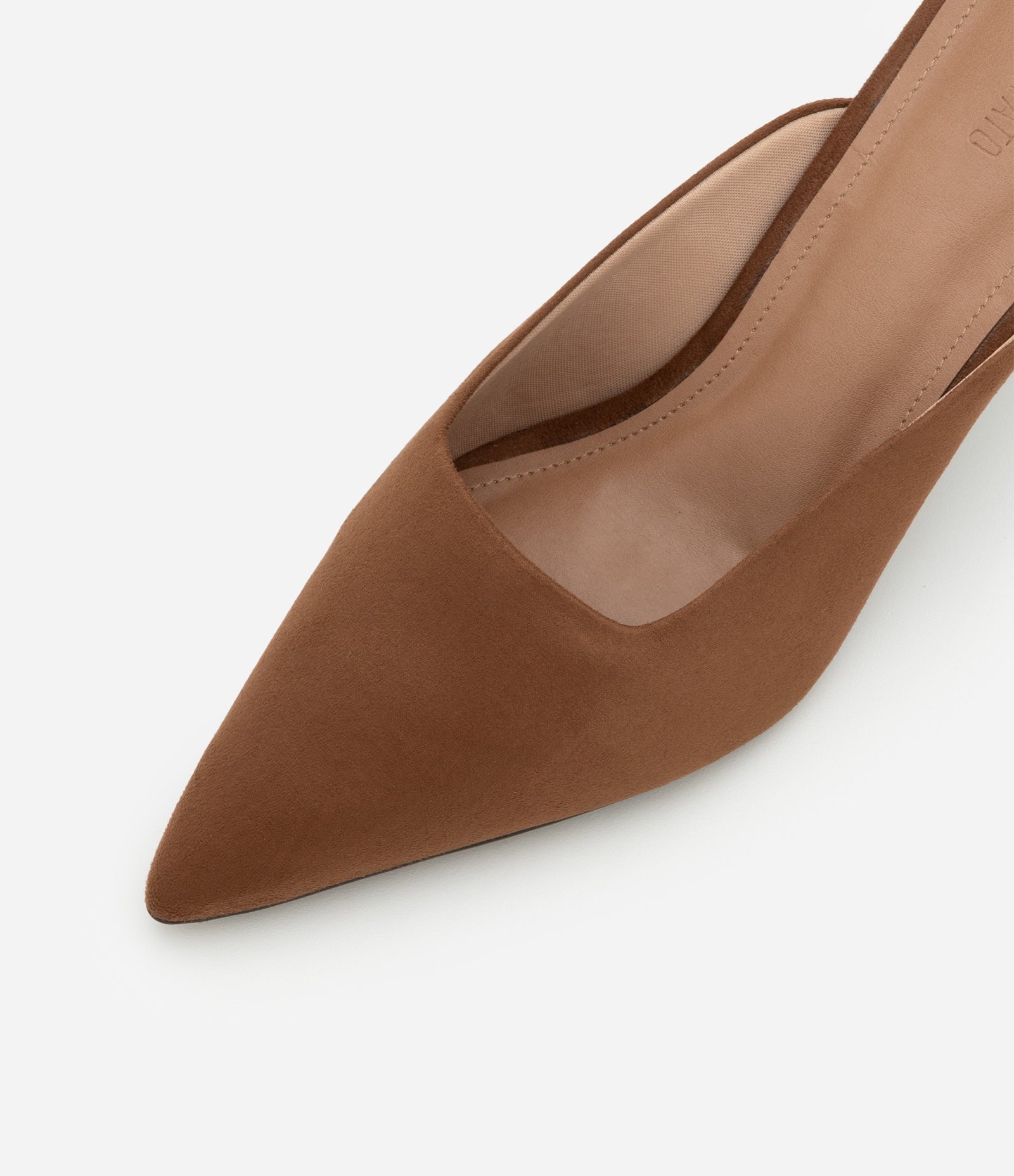 Sapato Scarpin Mule com Efeito Camurça Marrom 2