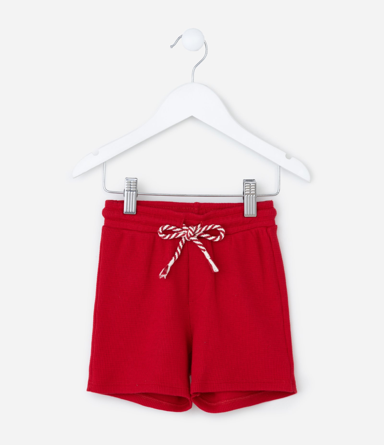 Bermuda Infantil com Textura Waffle - Tam 1 a 6 Anos Vermelho 2