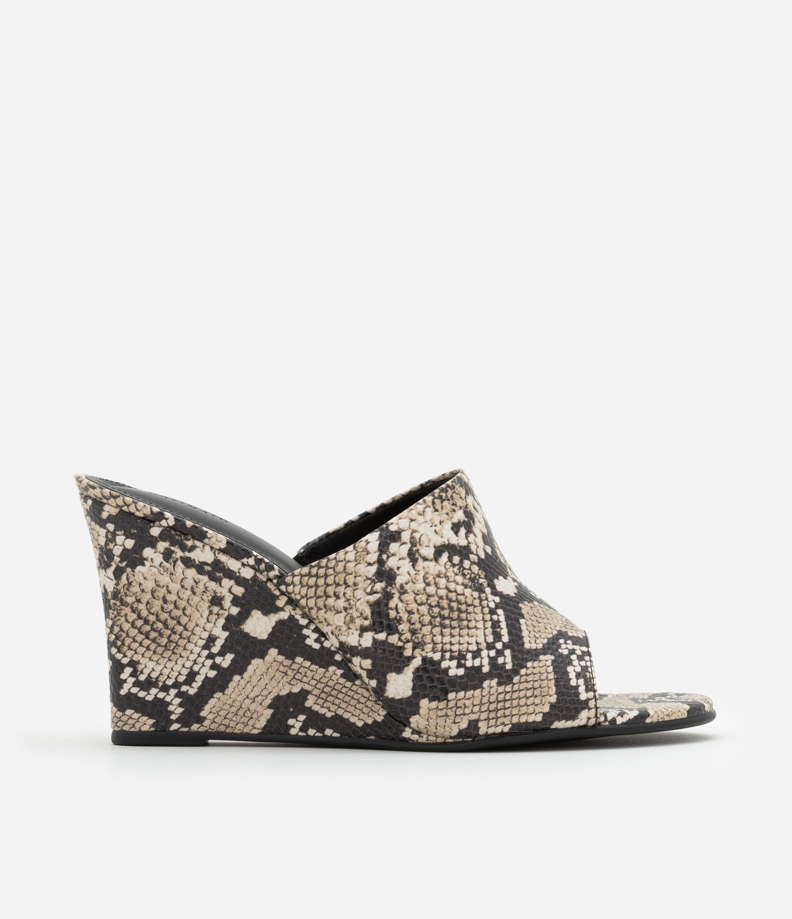 Sandália Mule Anabela com Topo Alongado Animal Print 1