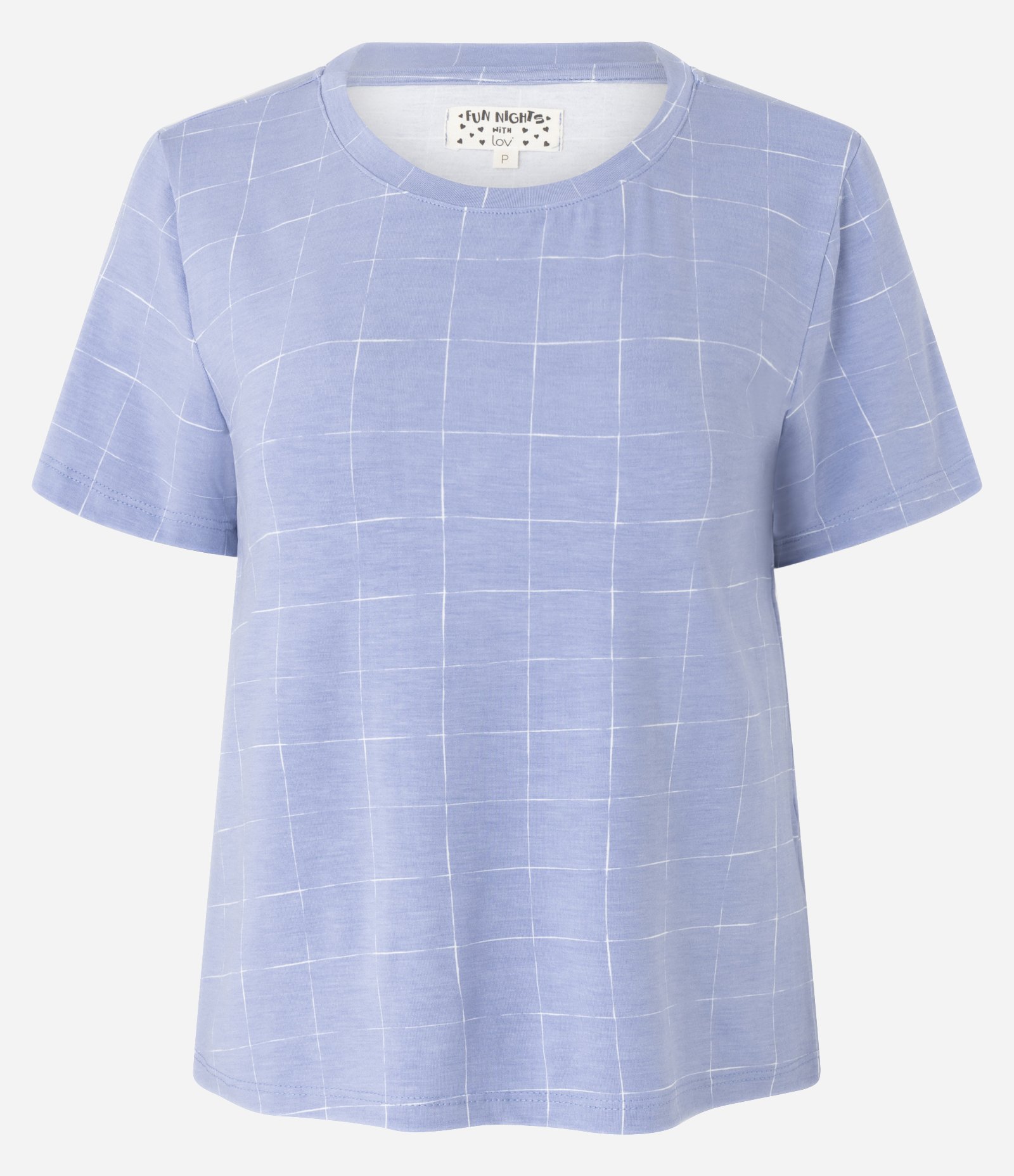 Blusa de Pijama em Viscose com Estampa Grid Azul 4