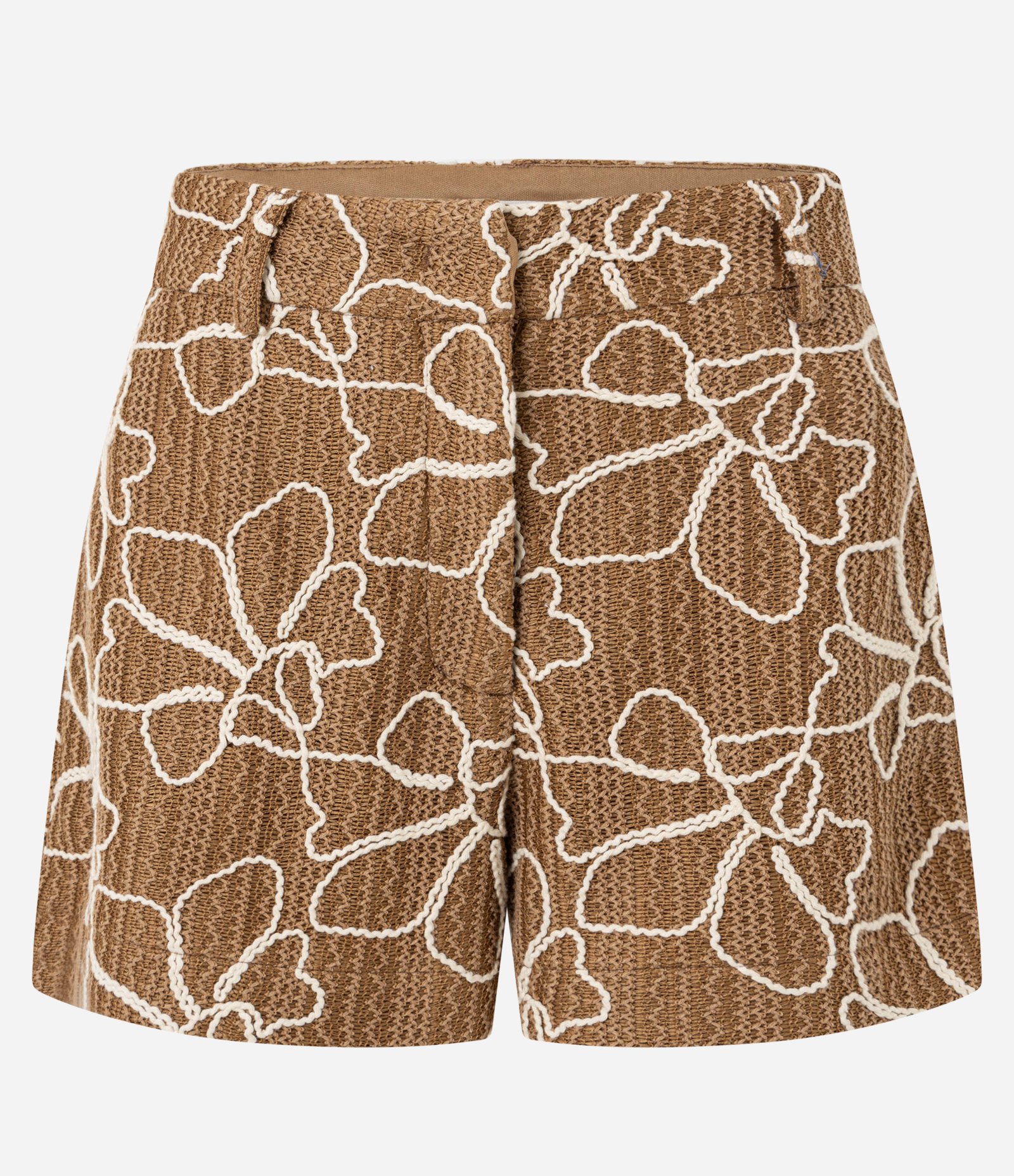 Short Texturizado em Renda com Cordas Aplicadas Marrom 5