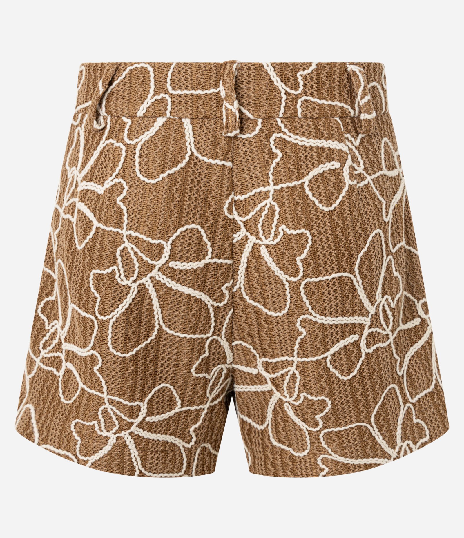 Short Texturizado em Renda com Cordas Aplicadas Marrom 7
