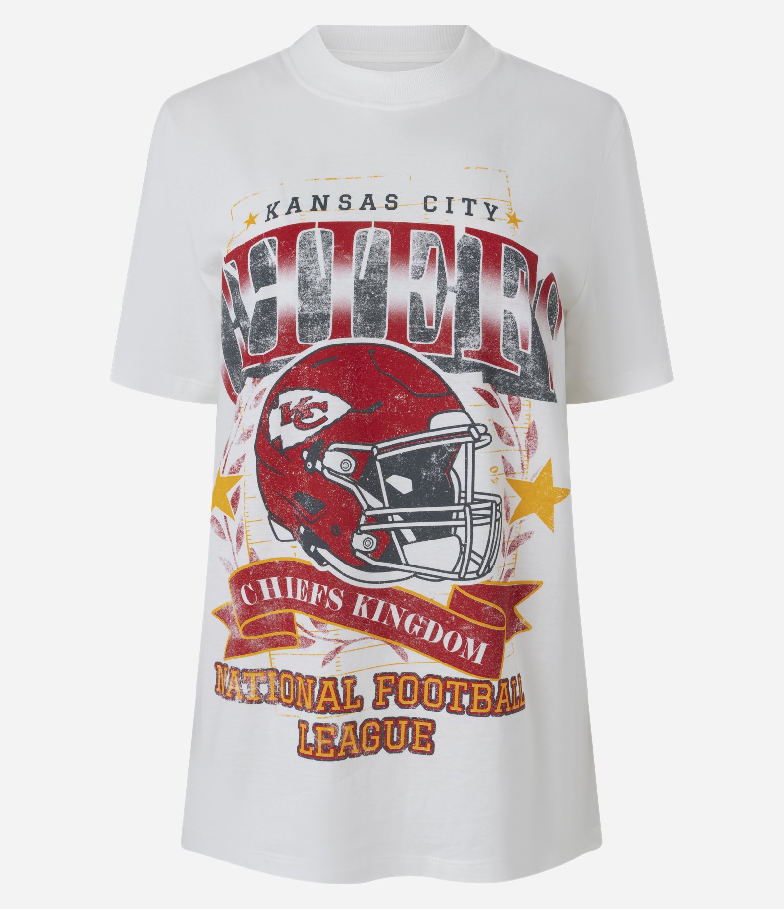 Camiseta Alongada em Algodão com Estampa Chiefs Branco 4