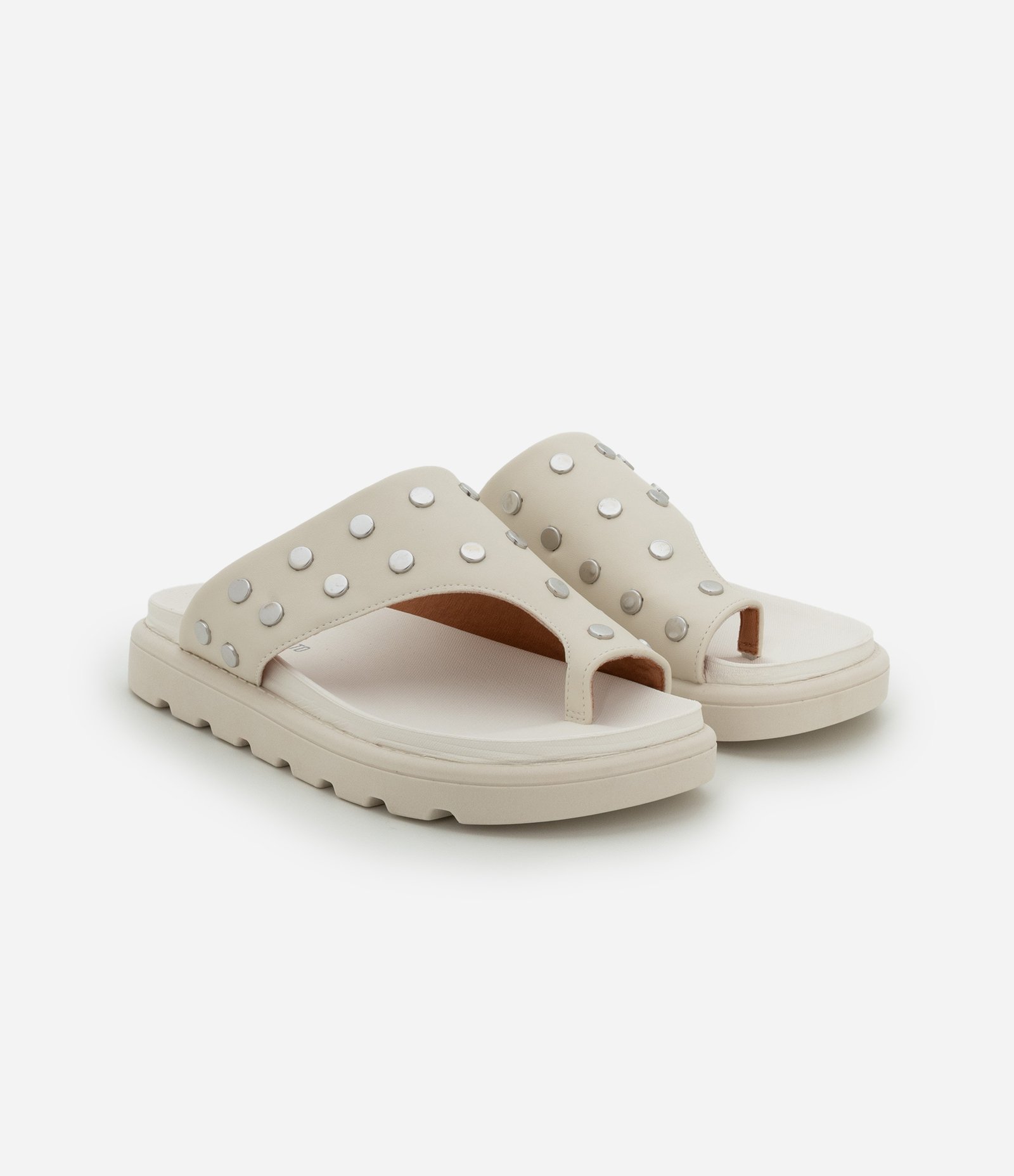 Sandália Rasteira com Tachas Beira Rio Branco 2